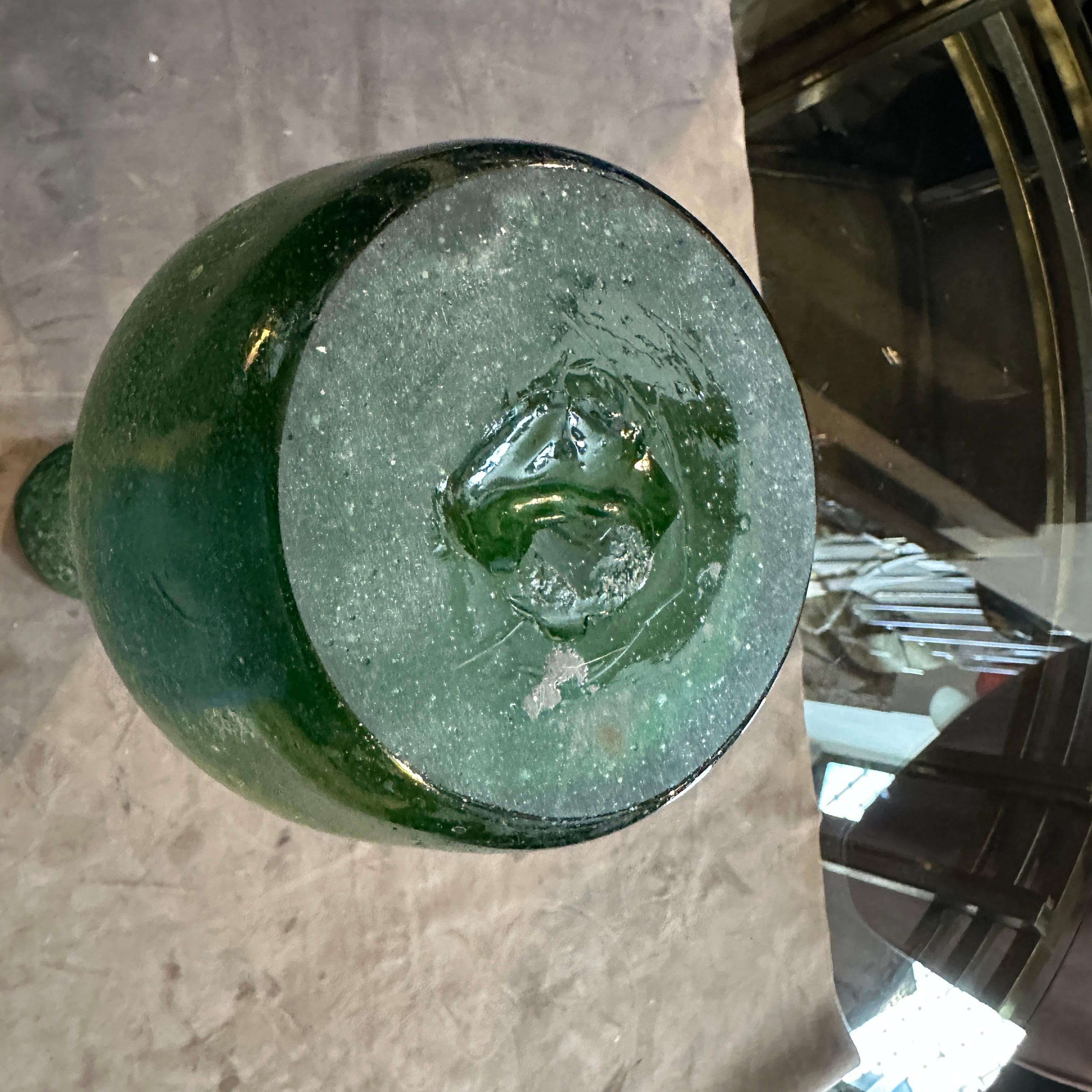 1970er Cenedese zugeschrieben Modernist Grün Scavo Murano Glas Vase (20. Jahrhundert) im Angebot