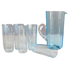 1970s Cenedese Blue Jug and Glasses Set (Six Glasses)