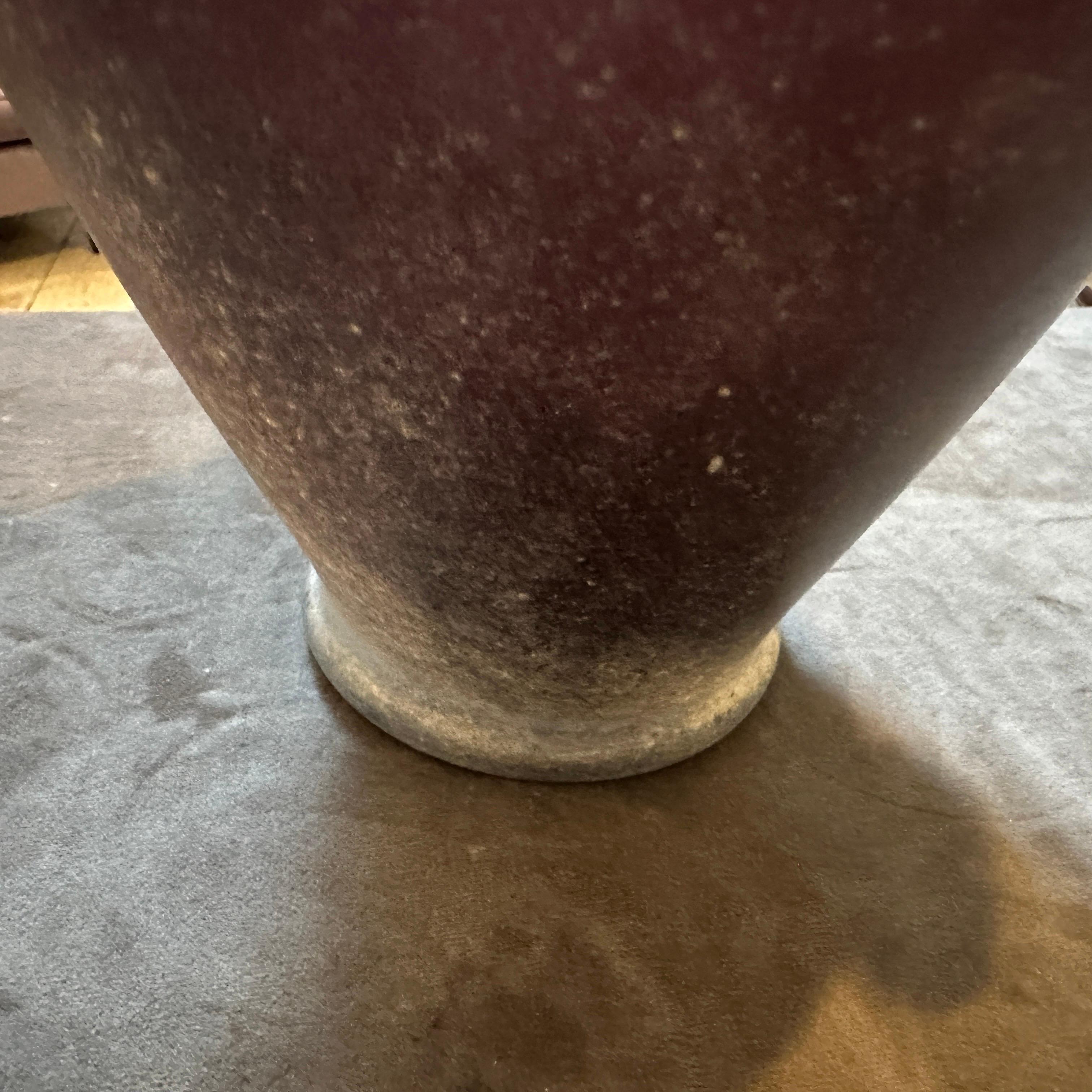 1970s Cenedese Style Modern Purple and White Scavo Murano Glass Amphora Vase For Sale 3