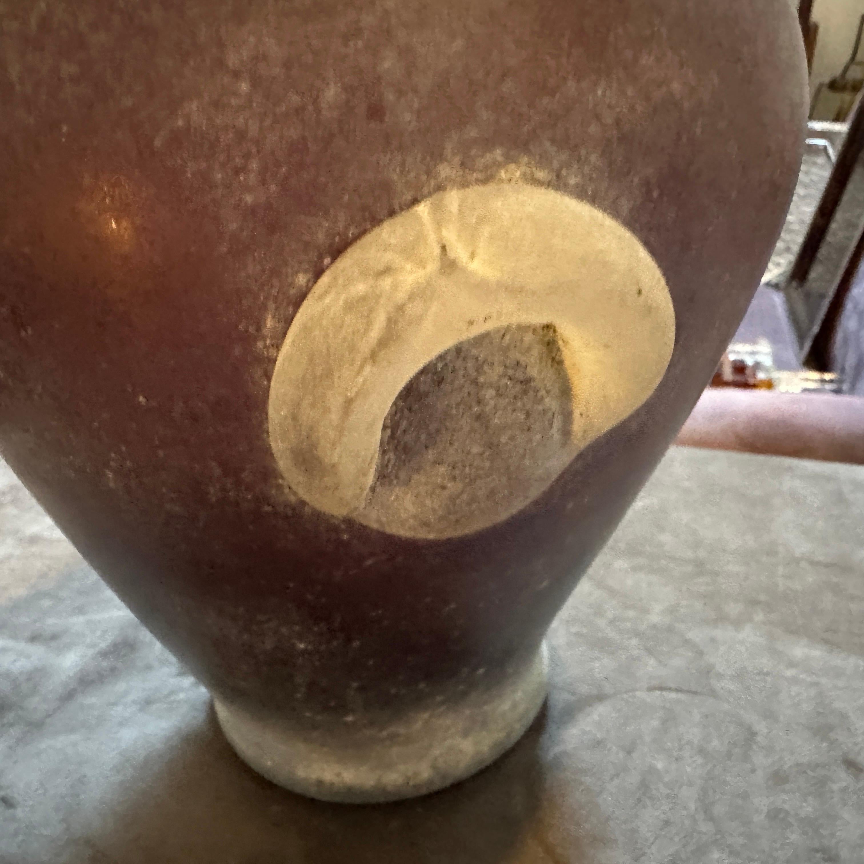 Greco Roman 1970s Cenedese Style Modern Purple and White Scavo Murano Glass Amphora Vase For Sale