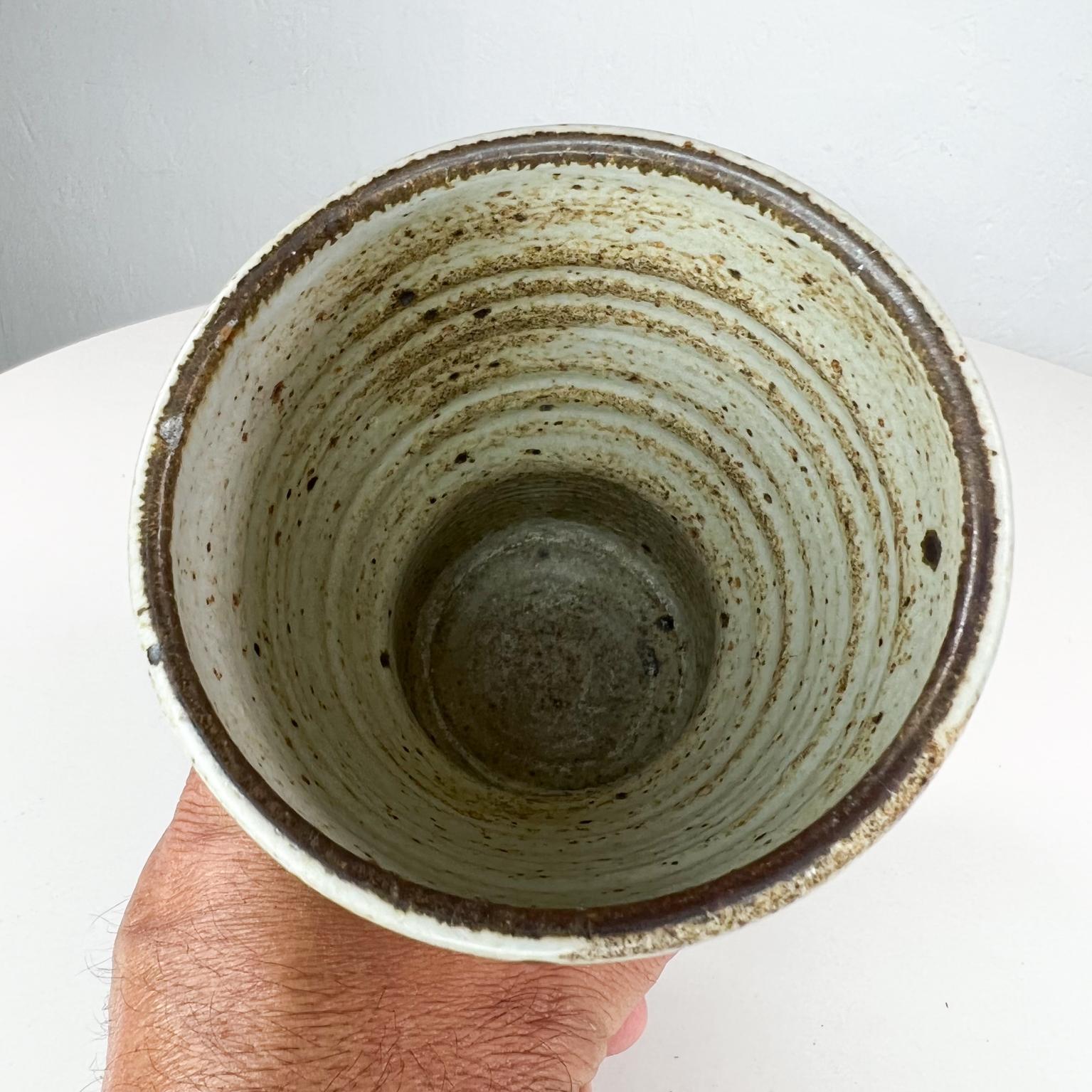 Late 20th Century 1970s Ceramic Art Pottery Tapered Tumbler Speckled Glass Signed For Sale