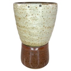 Vintage 1970s Ceramic Art Pottery Tapered Tumbler Speckled Glass Signed