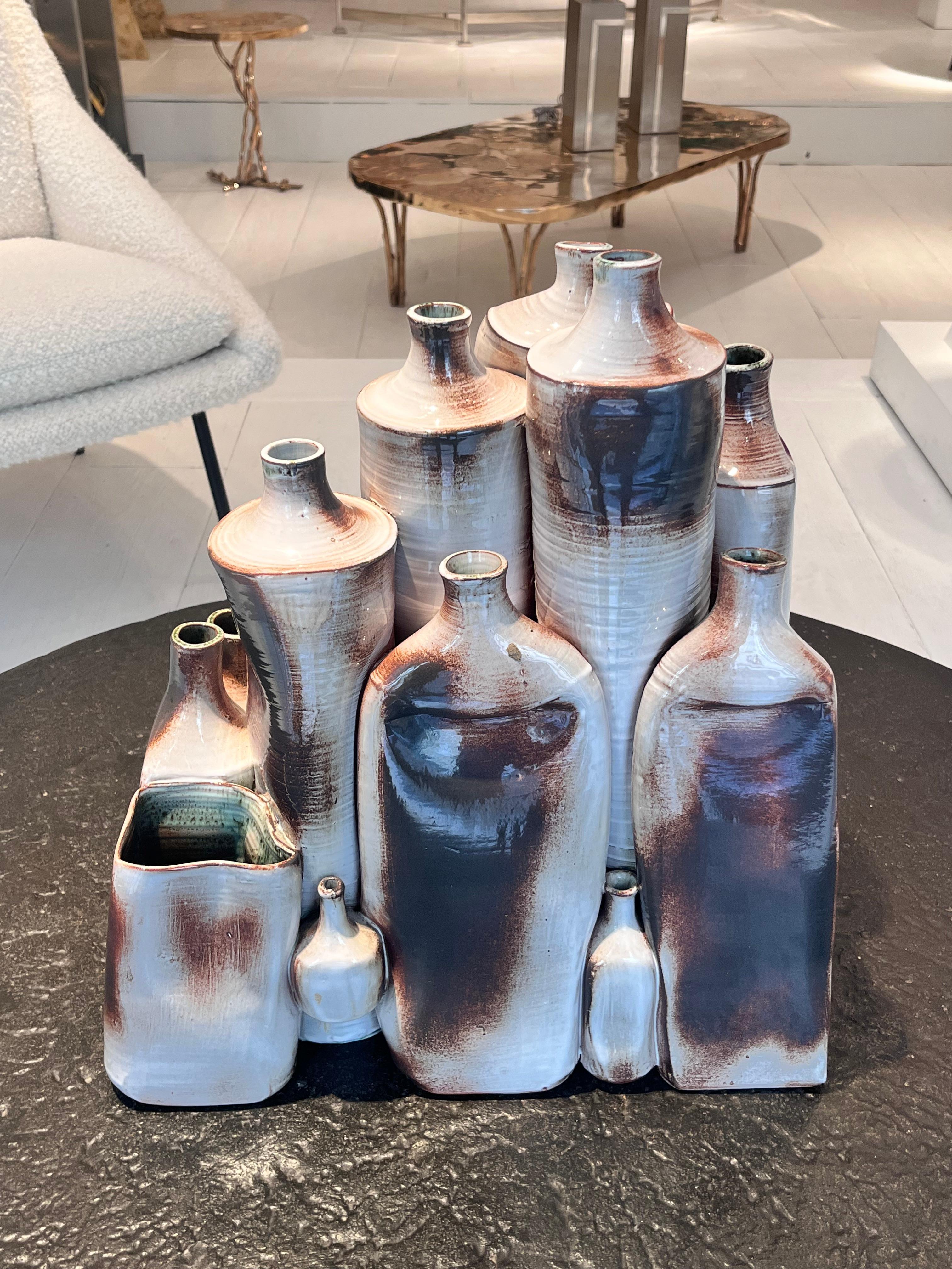 1970s ceramic bottles sculpture For Sale 3