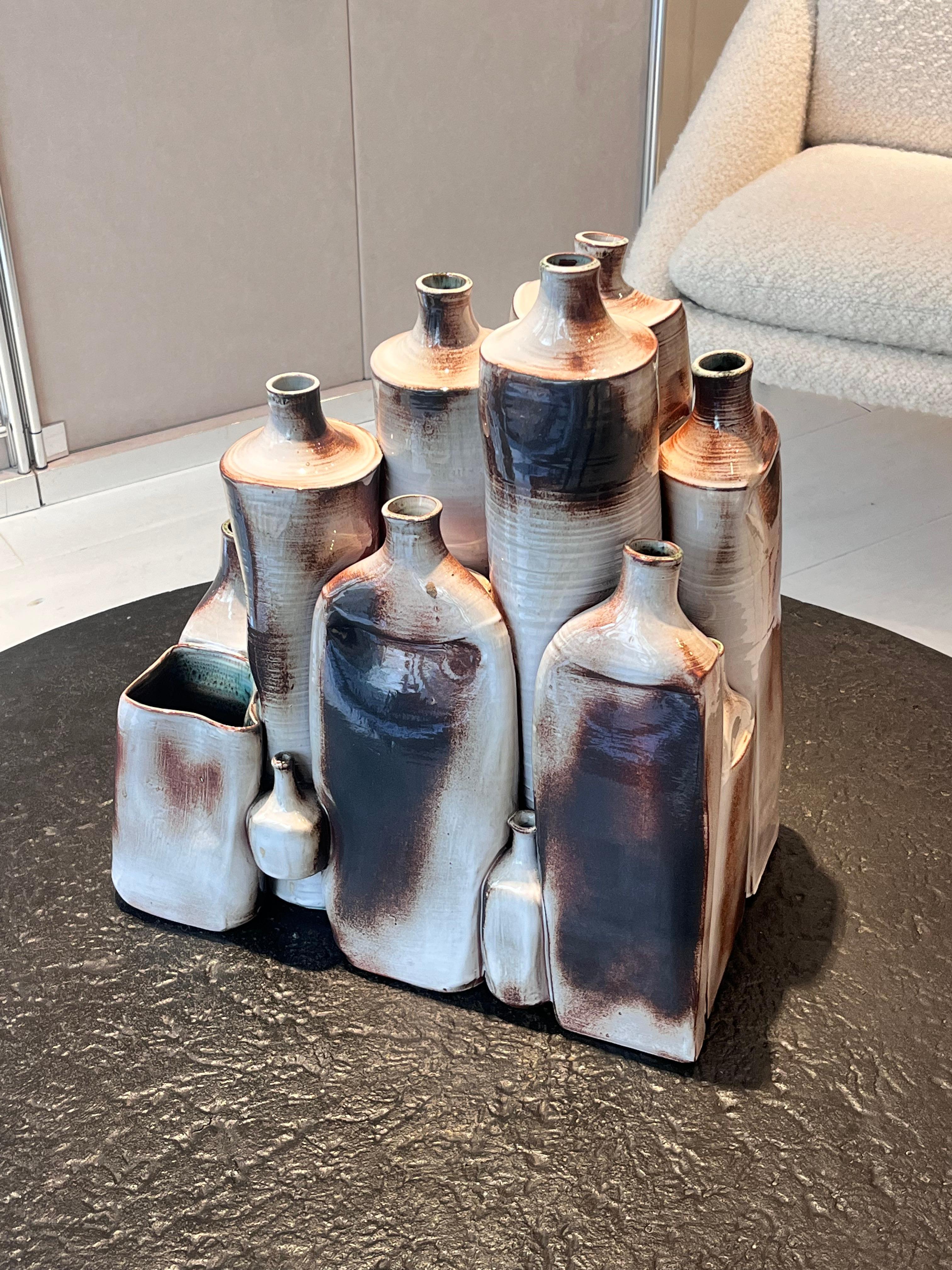 1970s ceramic bottles sculpture For Sale 11