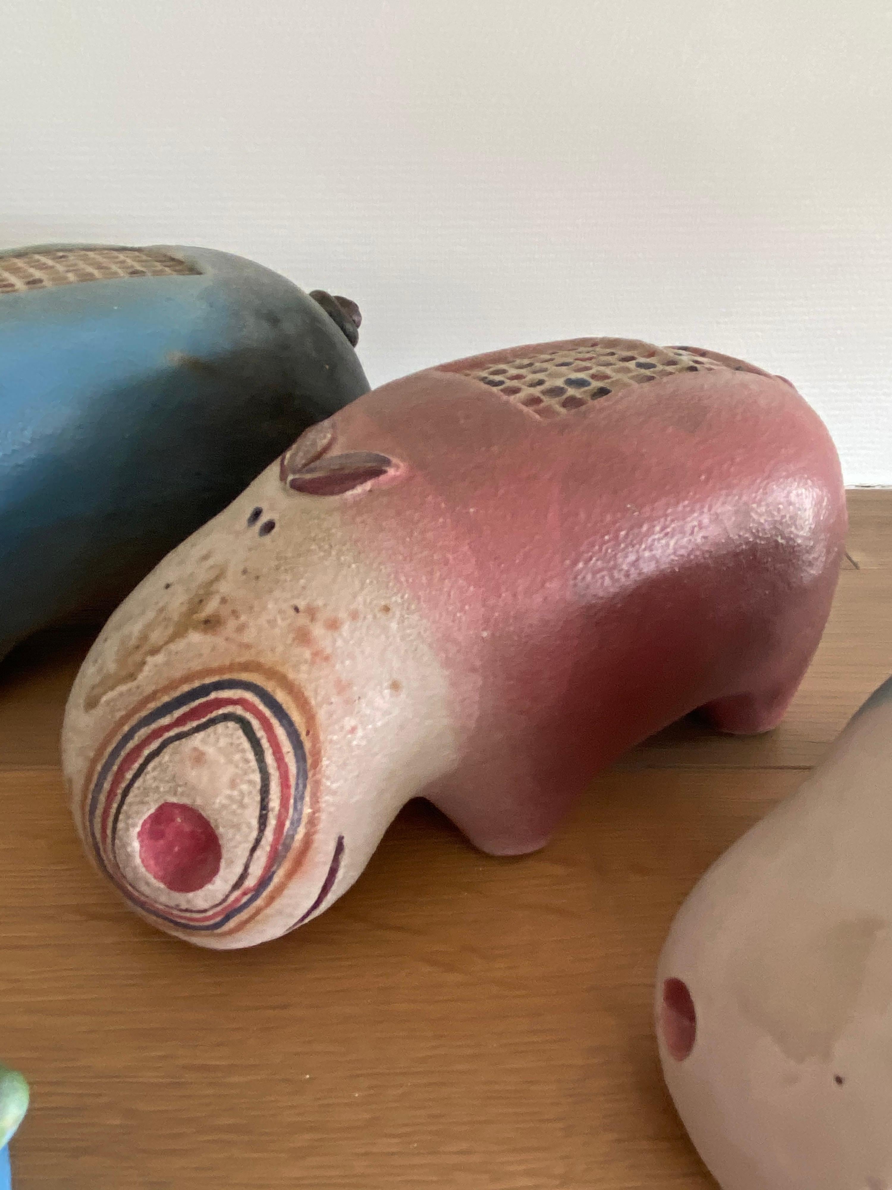 1970s Ceramic Hippopotamus Family 4