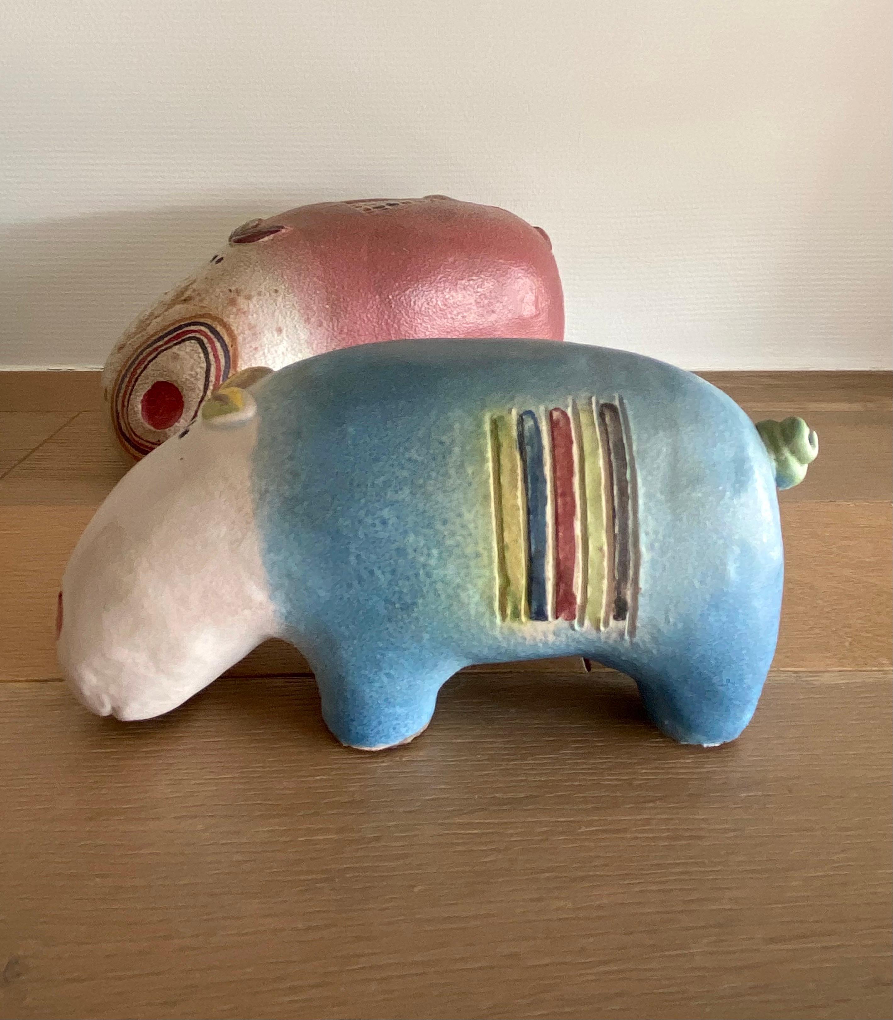 Italian 1970s Ceramic Hippopotamus Family