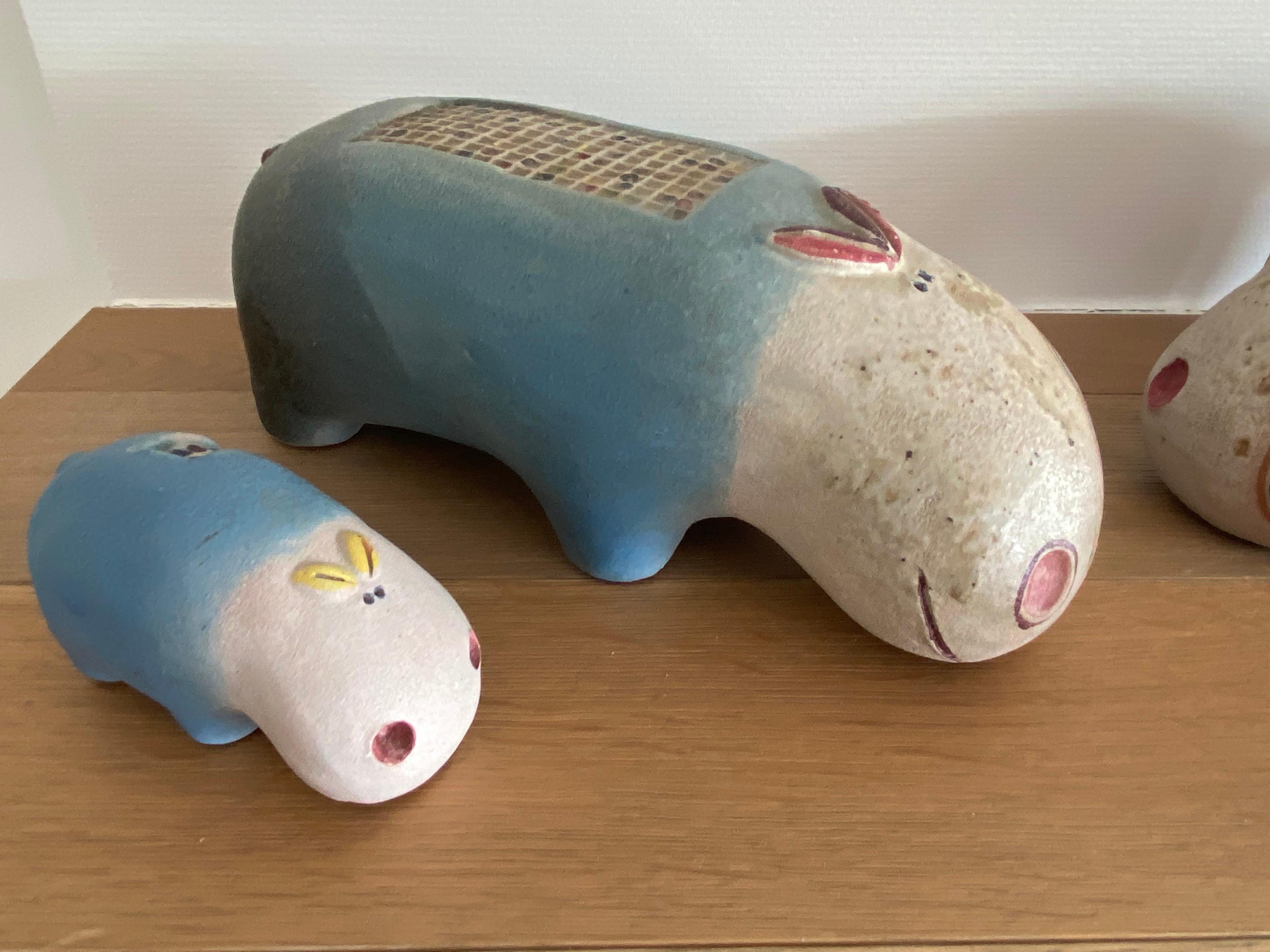 1970s Ceramic Hippopotamus Family In Good Condition In Saint-Ouen, FR