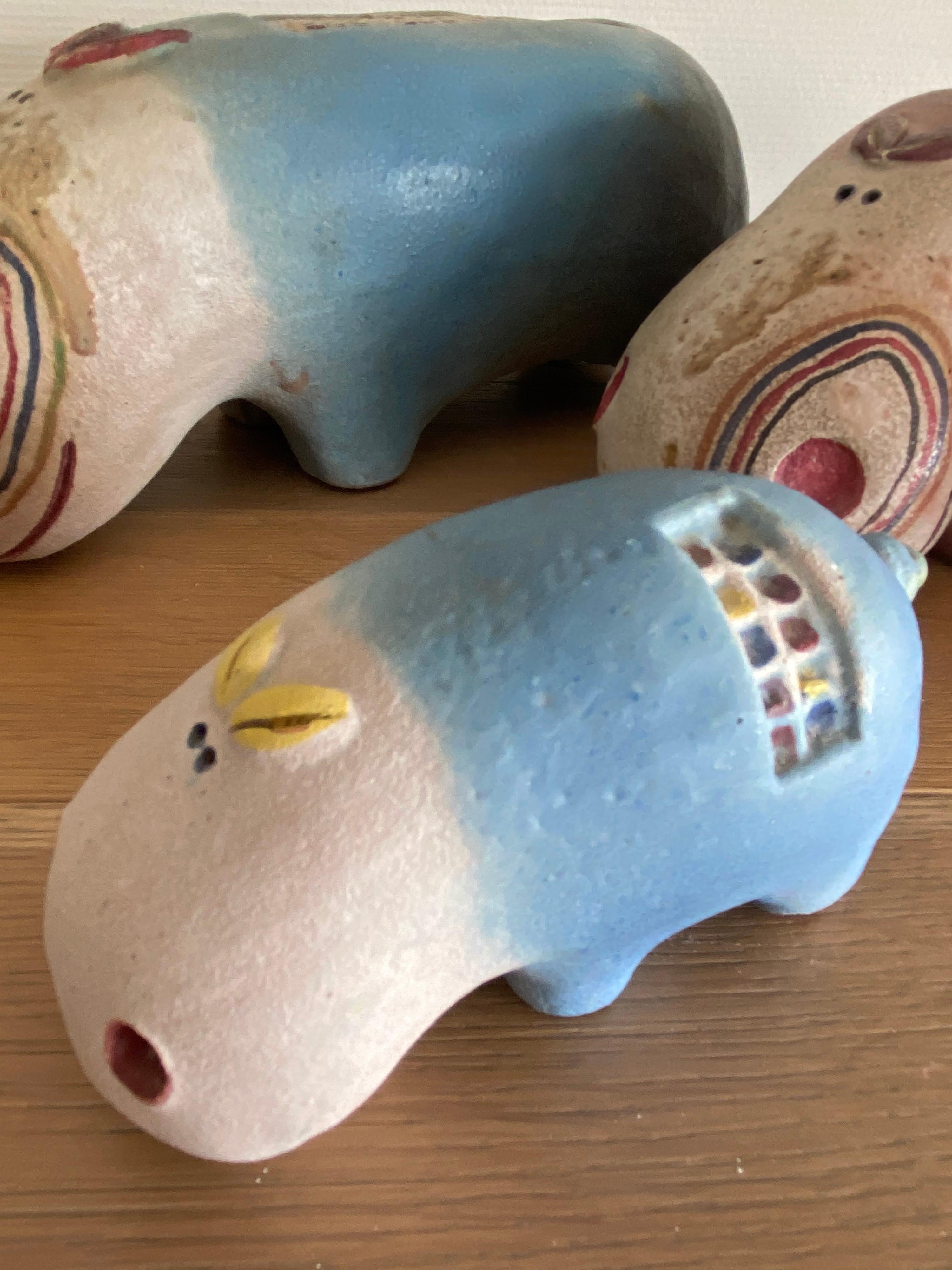 Late 20th Century 1970s Ceramic Hippopotamus Family