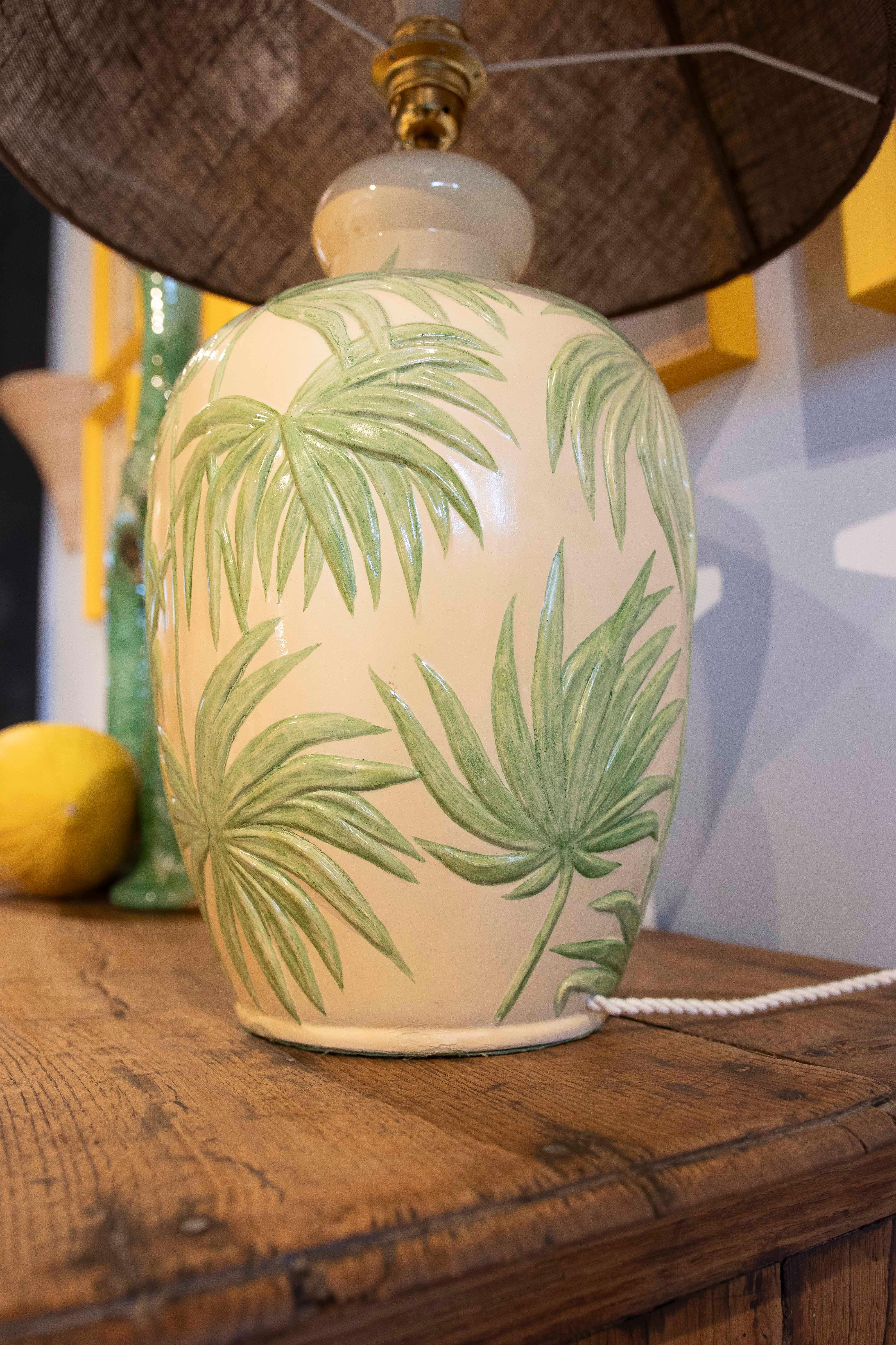 1970s Ceramic Lamp with Palm Tree Decoration  For Sale 6