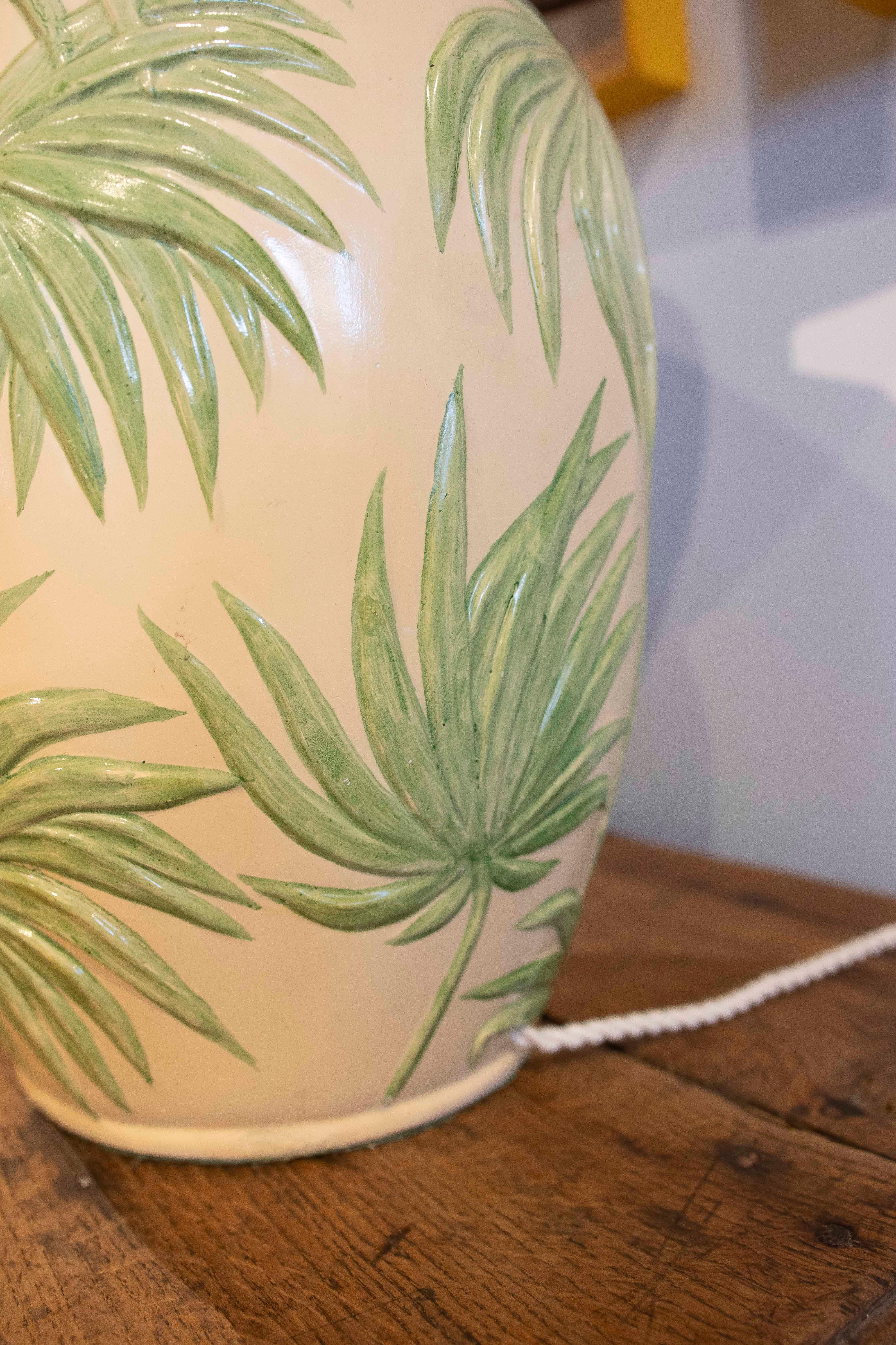 1970s Ceramic Lamp with Palm Tree Decoration  For Sale 7