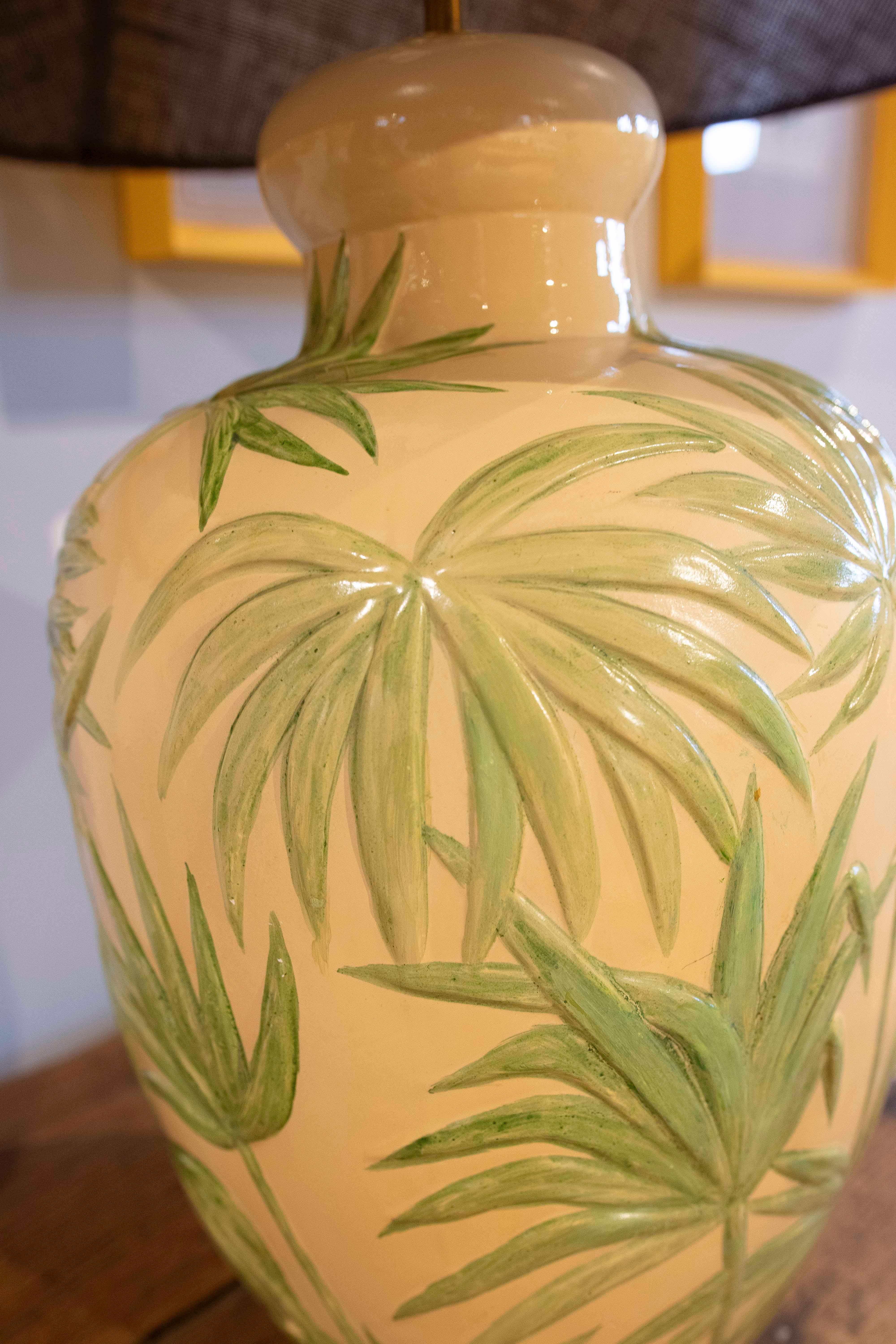 1970s Ceramic Lamp with Palm Tree Decoration  For Sale 3