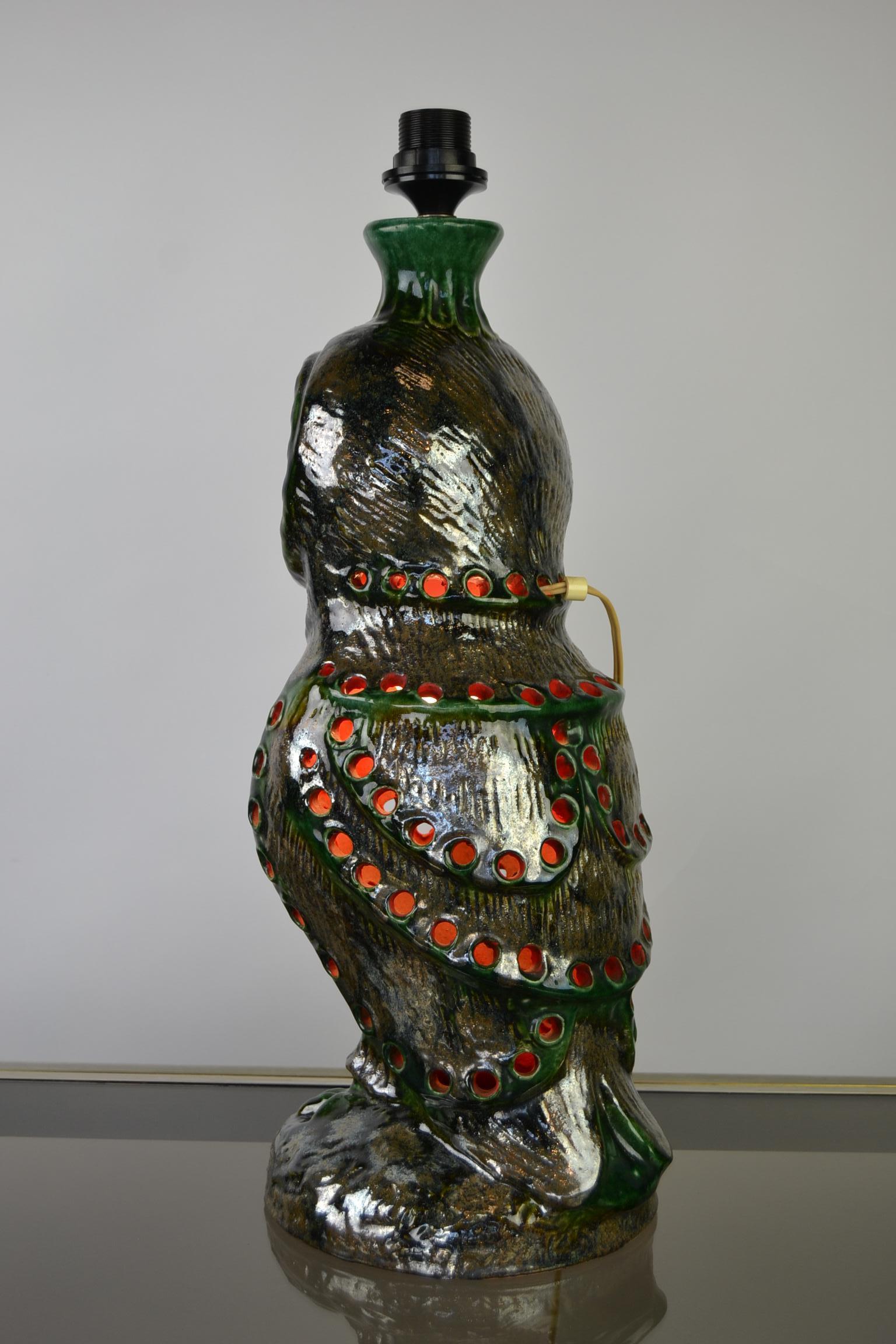 1970s Ceramic Owl Table Lamp 2