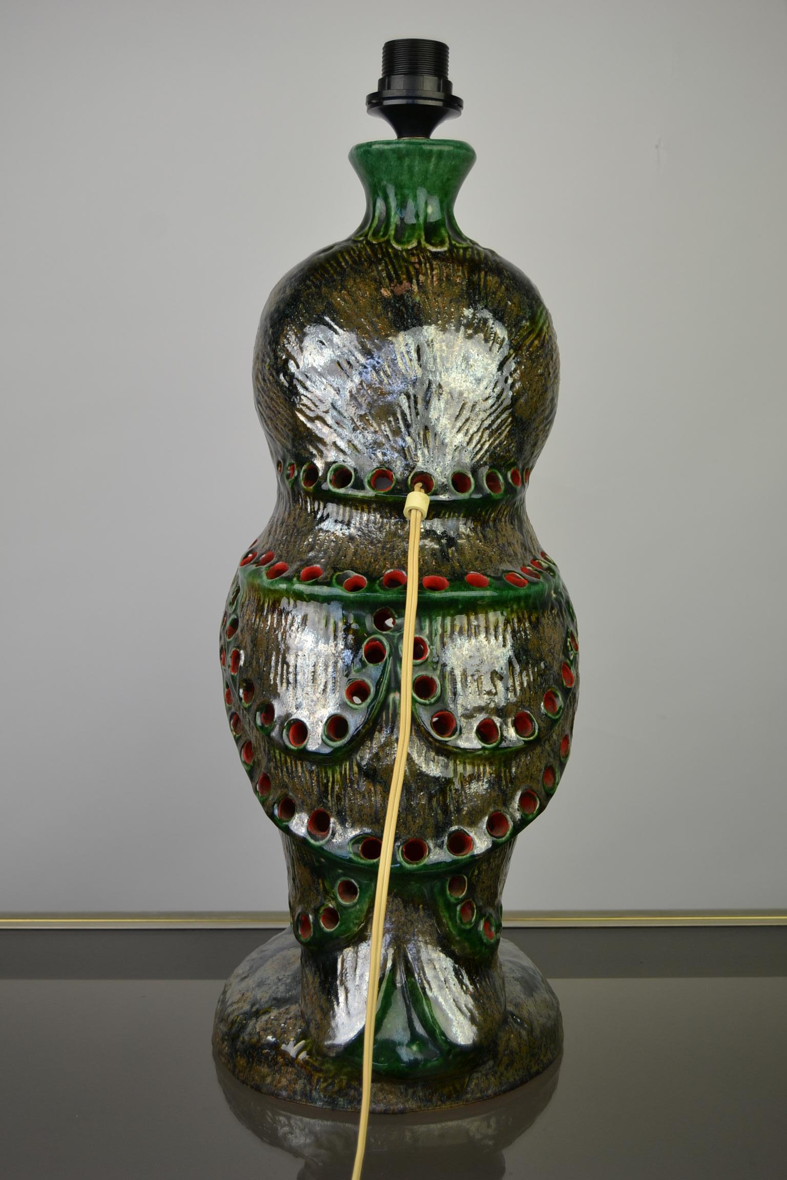 1970s Ceramic Owl Table Lamp 3