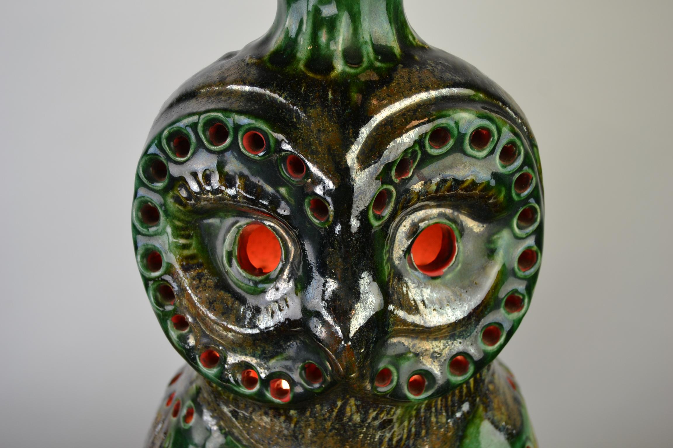 1970s Ceramic Owl Table Lamp 9