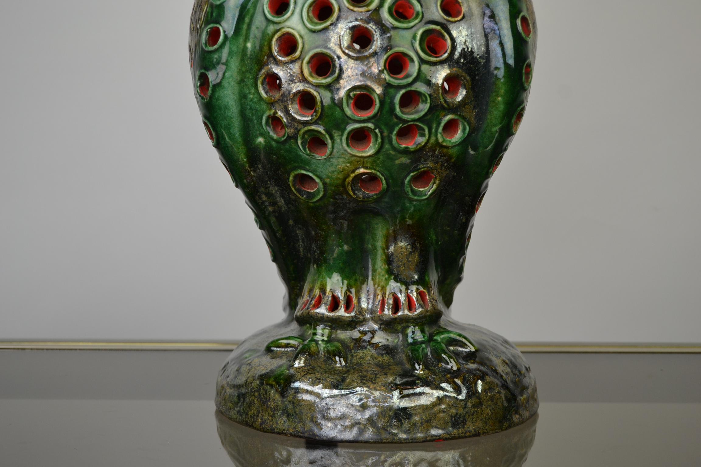 European 1970s Ceramic Owl Table Lamp