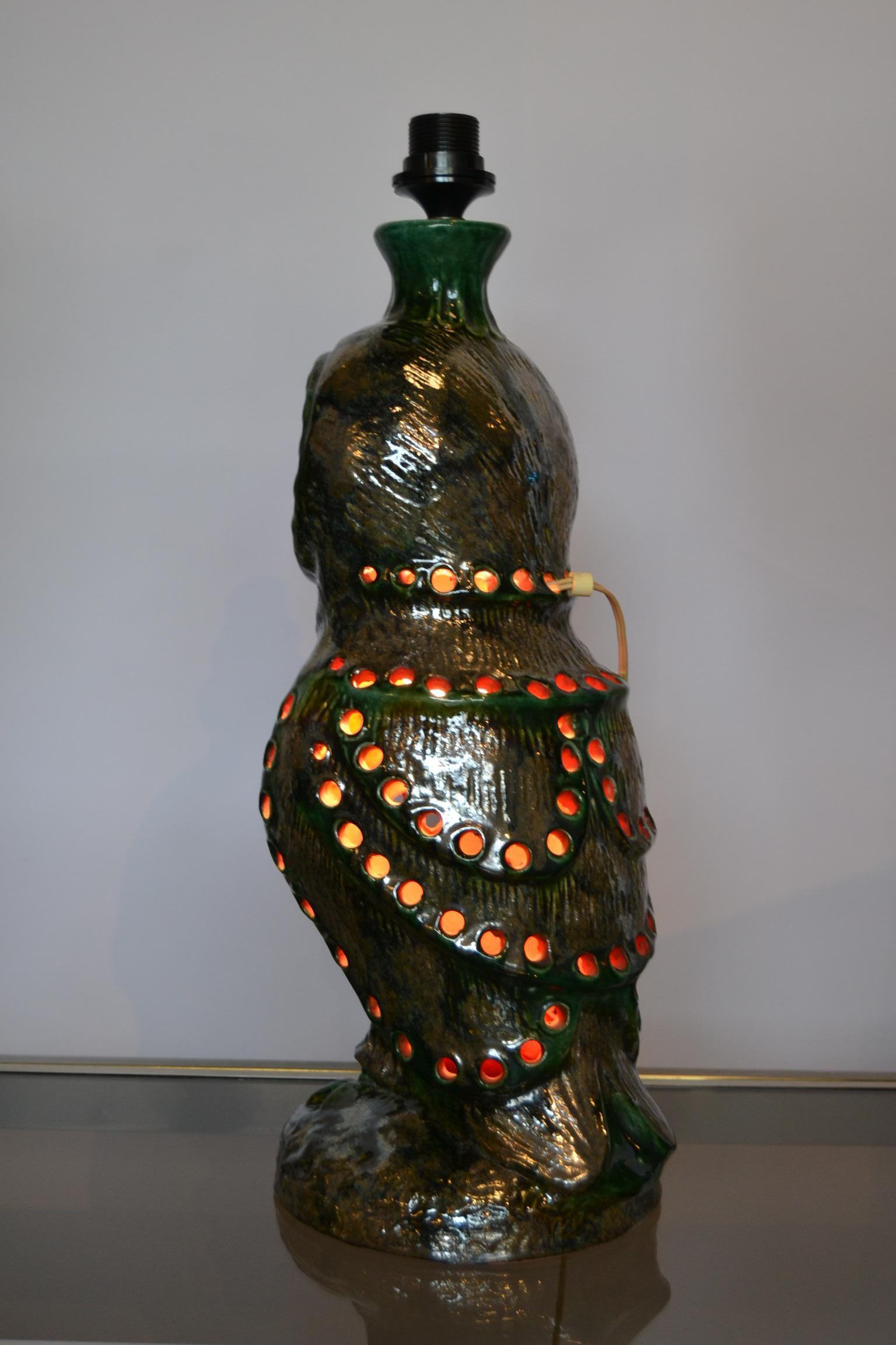 1970s Ceramic Owl Table Lamp 1