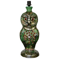 Retro 1970s Ceramic Owl Table Lamp