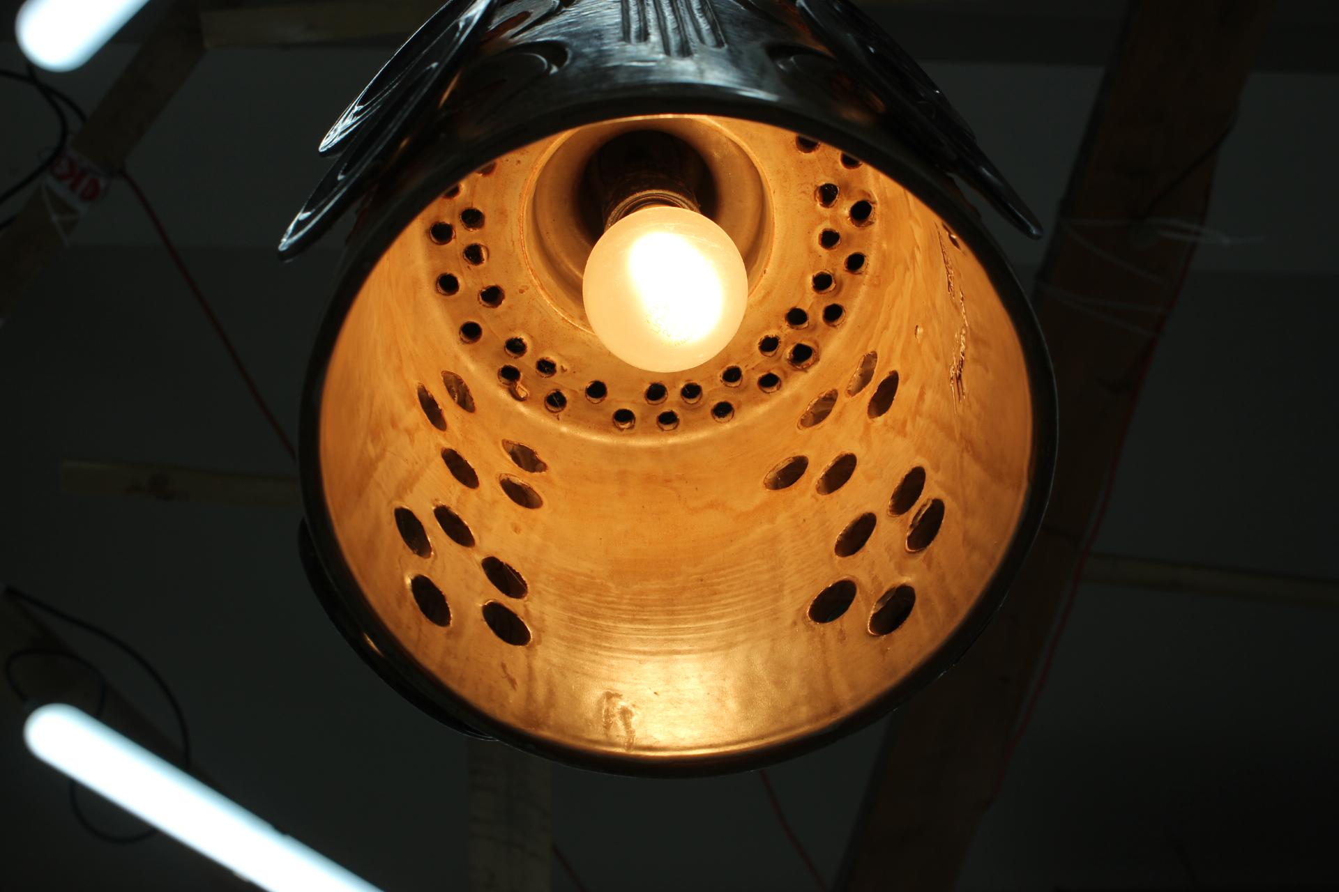 1970s Ceramic Pendant Lamp by Jette Helleroe for Axella, Denmark In Good Condition In Praha, CZ