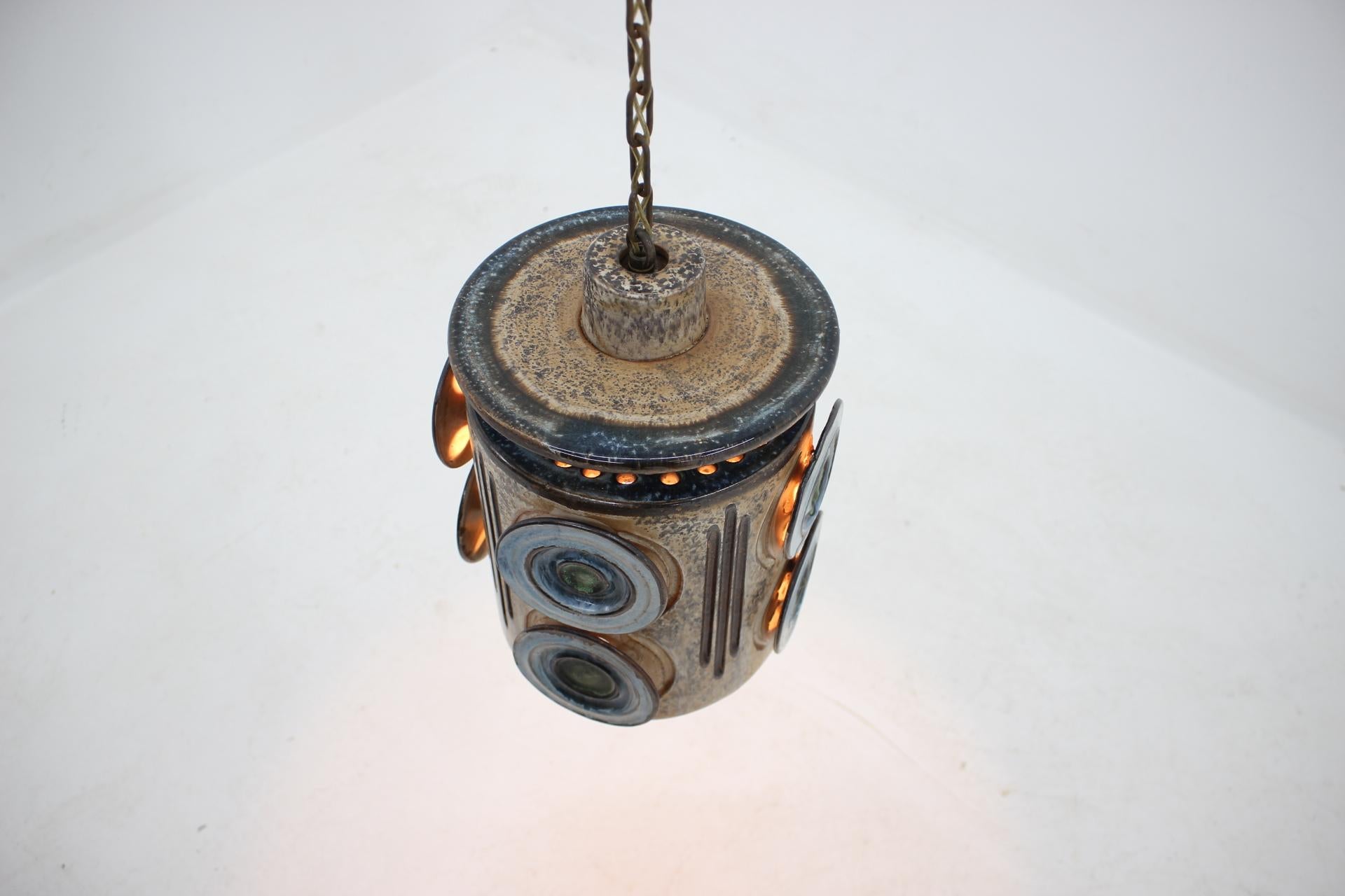 1970s Ceramic Pendant Lamp by Jette Helleroe for Axella, Denmark 3