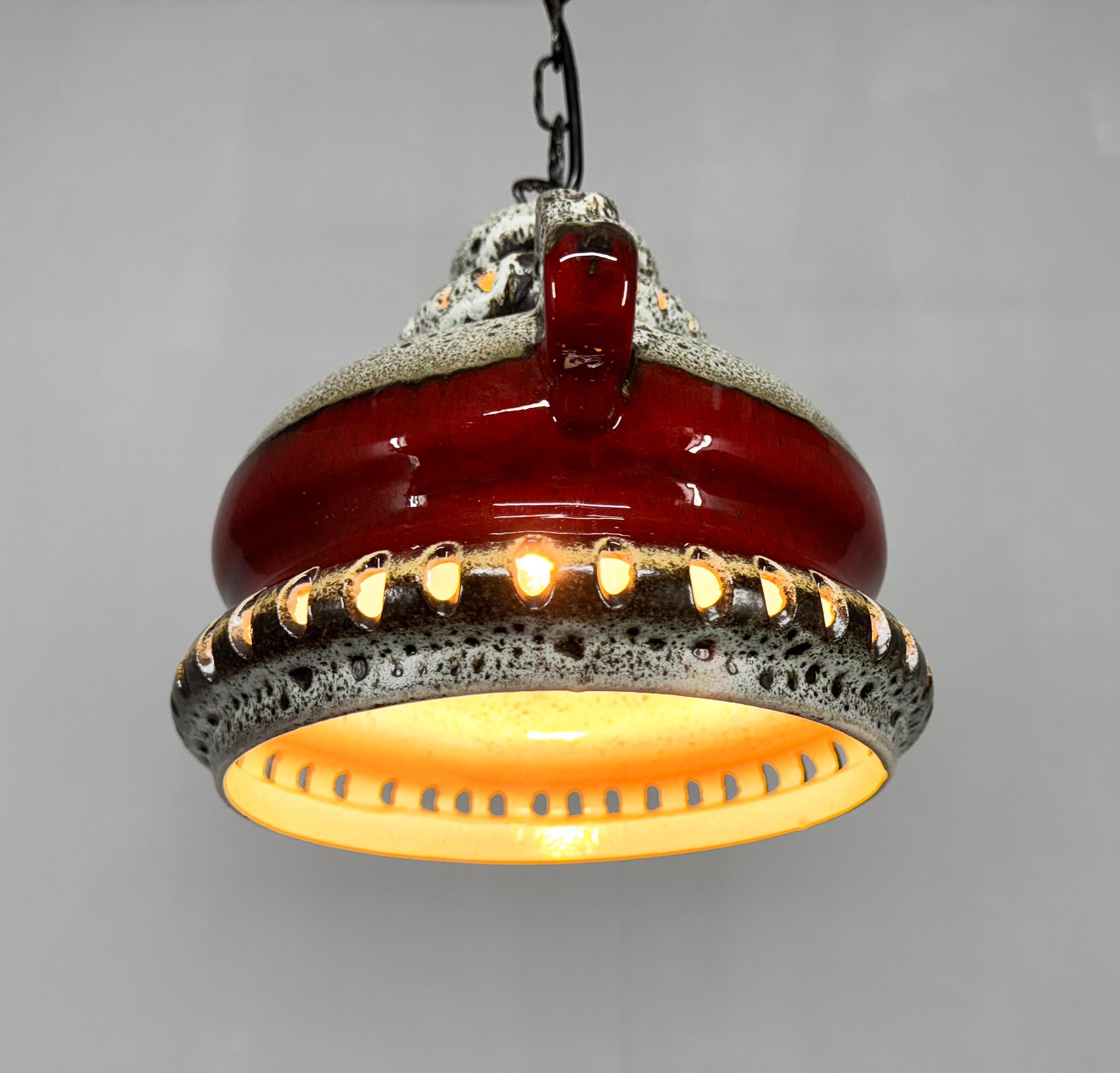 Mid-Century Modern 1970's Ceramic Pendant Light, Germany For Sale
