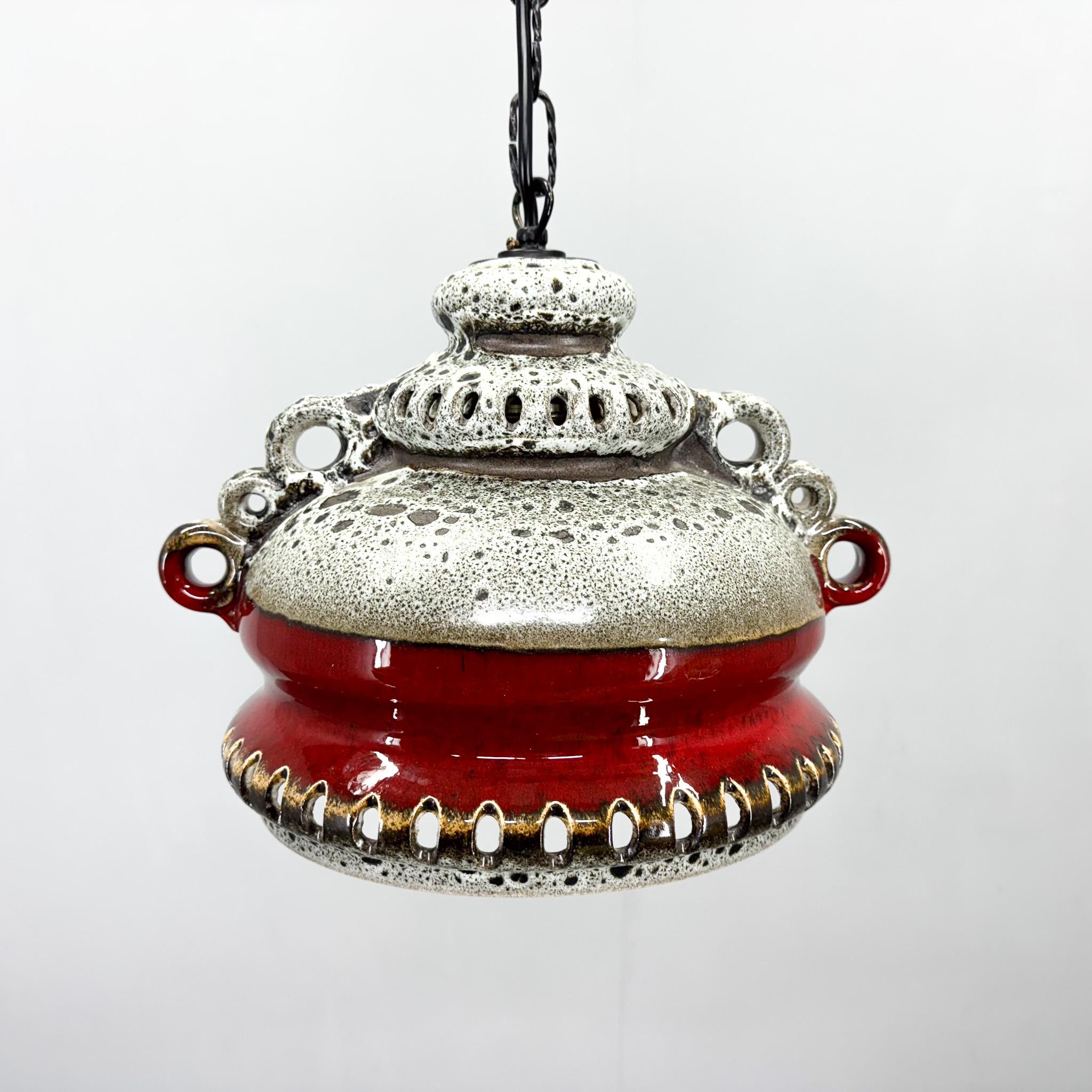 Late 20th Century 1970's Ceramic Pendant Light, Germany For Sale