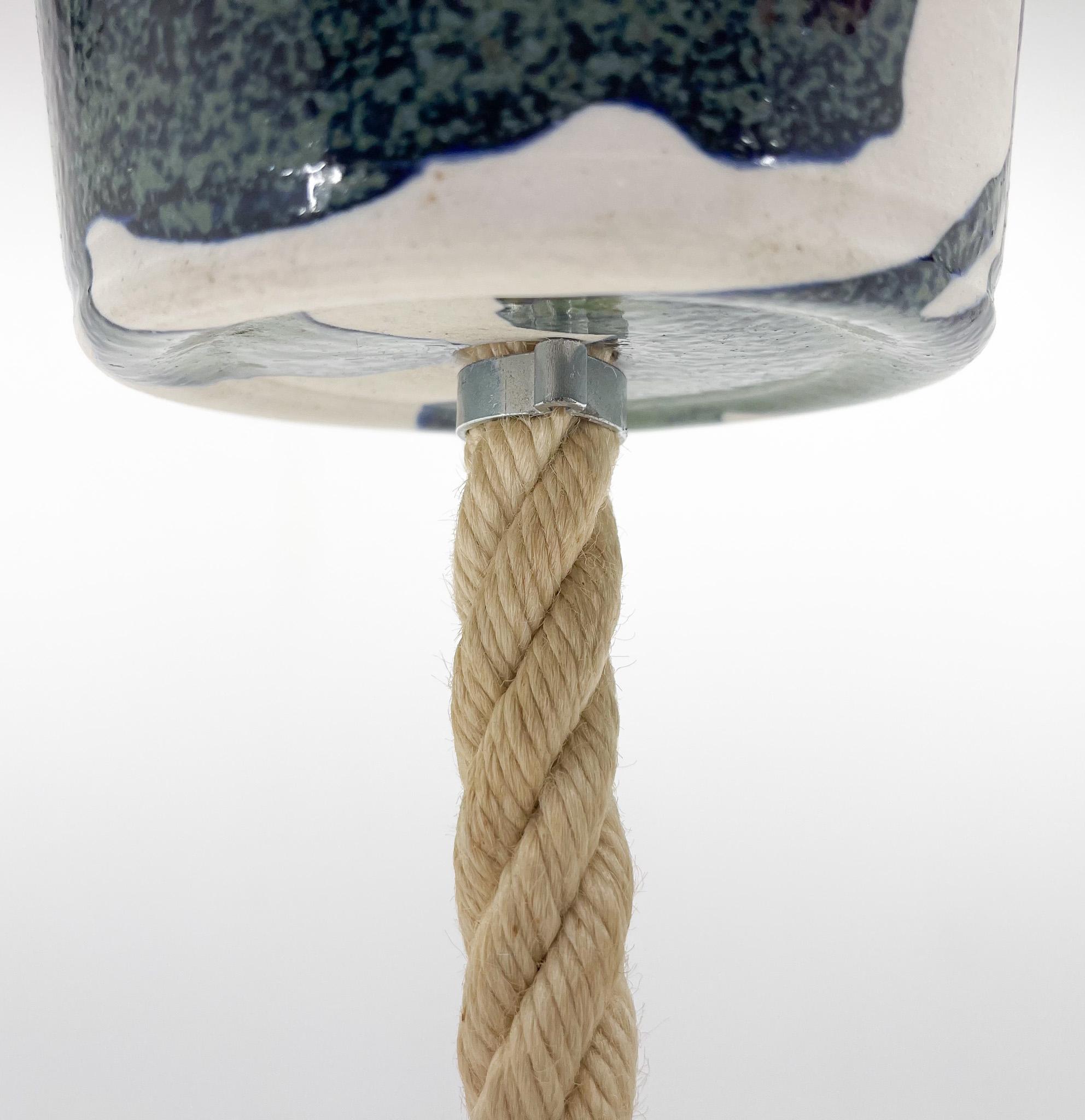 1970s Ceramic Pendant Light Suspended on a on Rope, Denmark For Sale 1