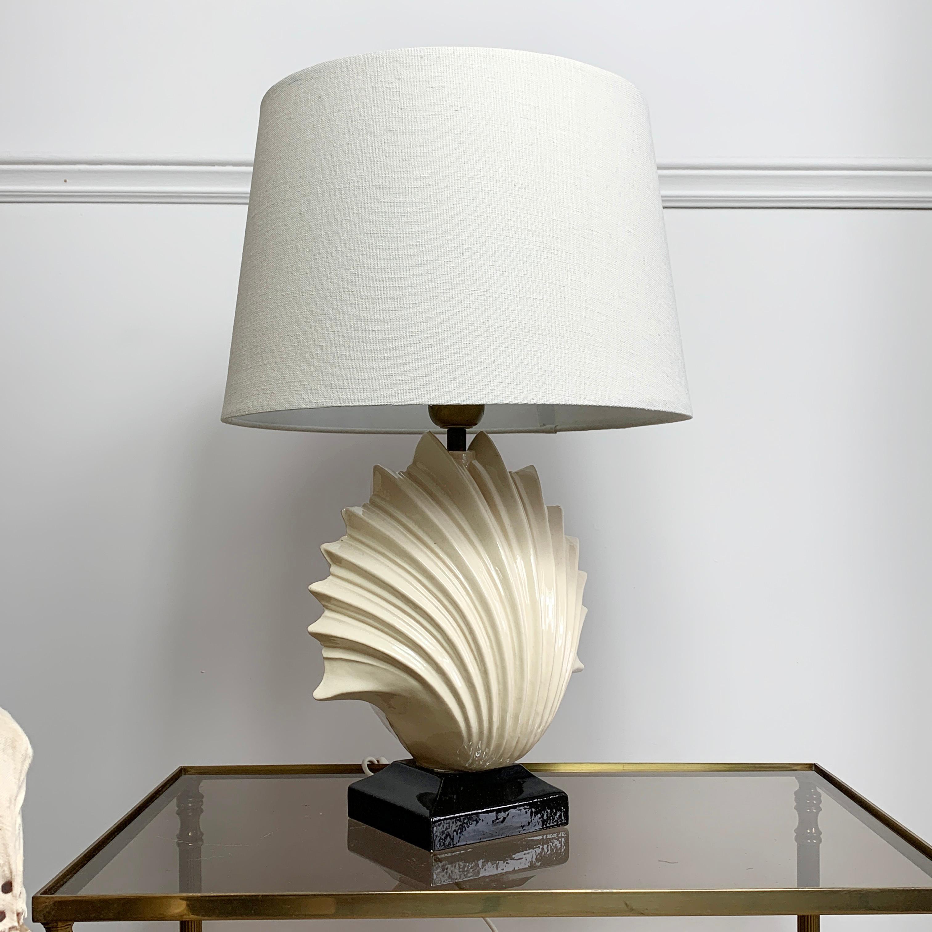 French 1970’s Ceramic Shell Table Lamp