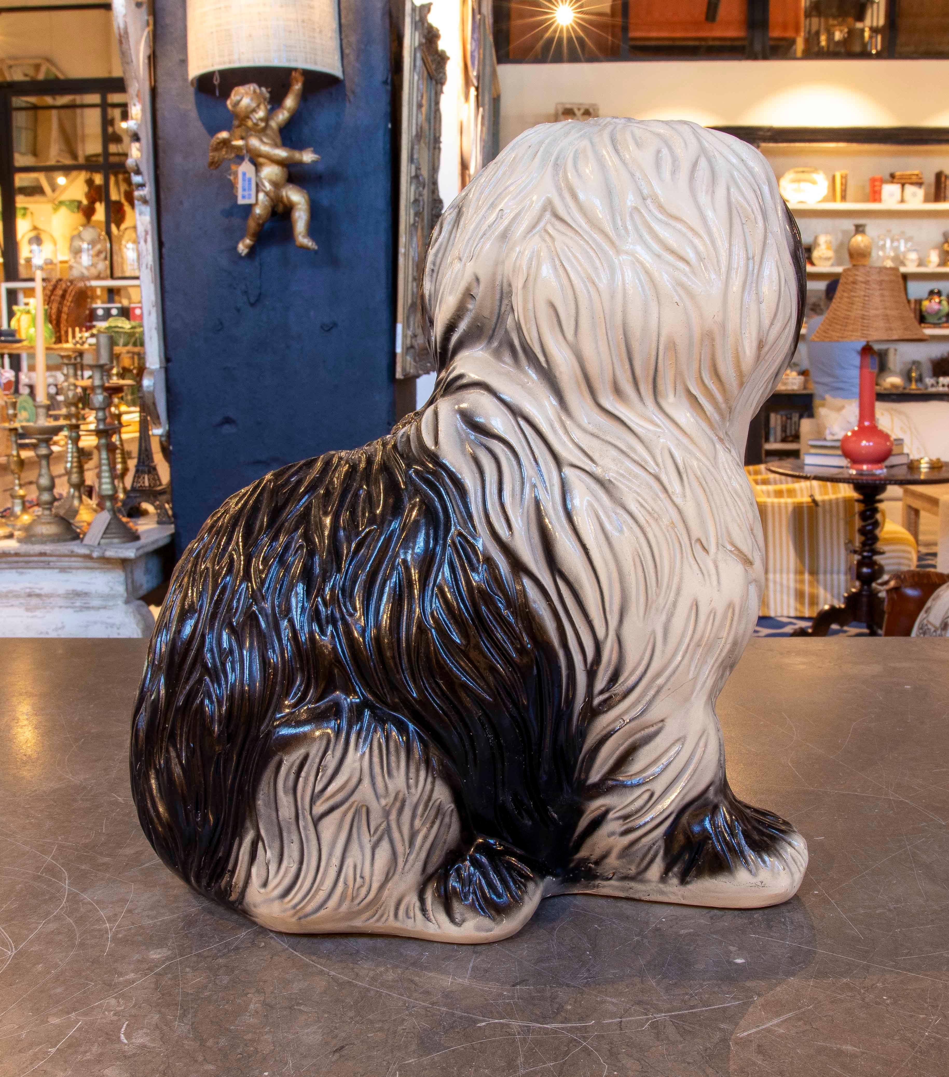 Hand-Painted 1970s Ceramic Shih Tzu Dog Decorative Figure For Sale