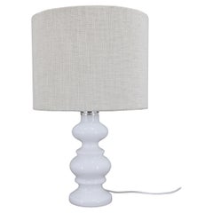 Lampada da tavolo in ceramica anni '70 con paralume in tessuto nuovo, Italia