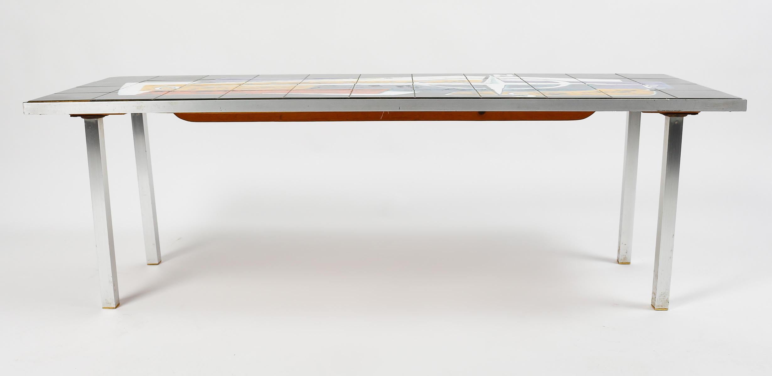1970s Ceramic Tile Coffee Table by Antonio Denisco. In Good Condition In Saint-Ouen, FR