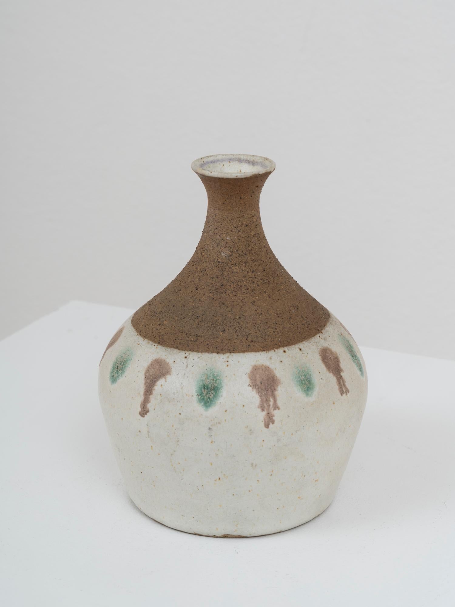 Mid-Century Modern 1970s Ceramic Vase by Bruno Gambone in Earthly Tones For Sale