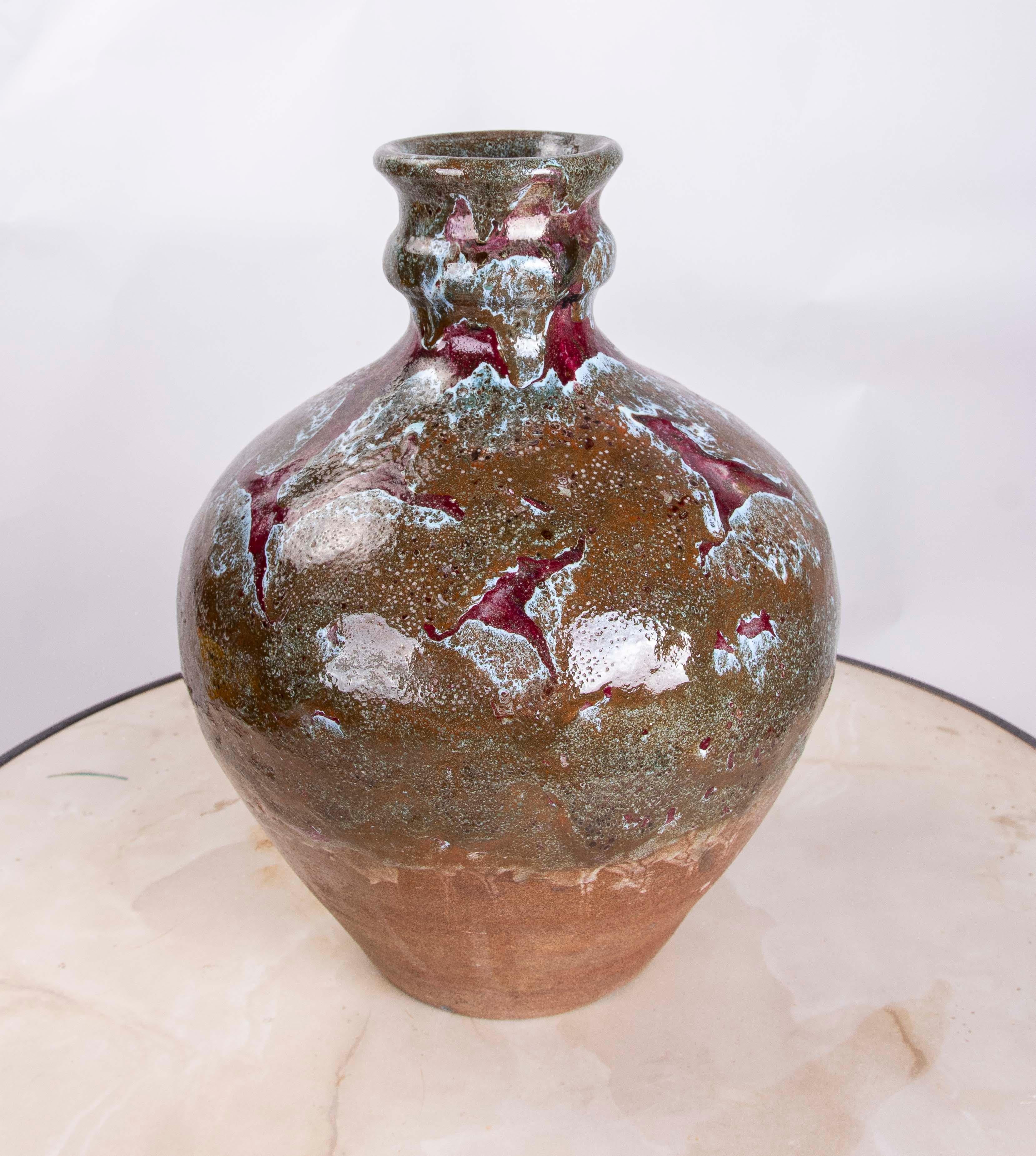 Smaltato Vaso in ceramica degli anni '70 dal design moderno in vendita