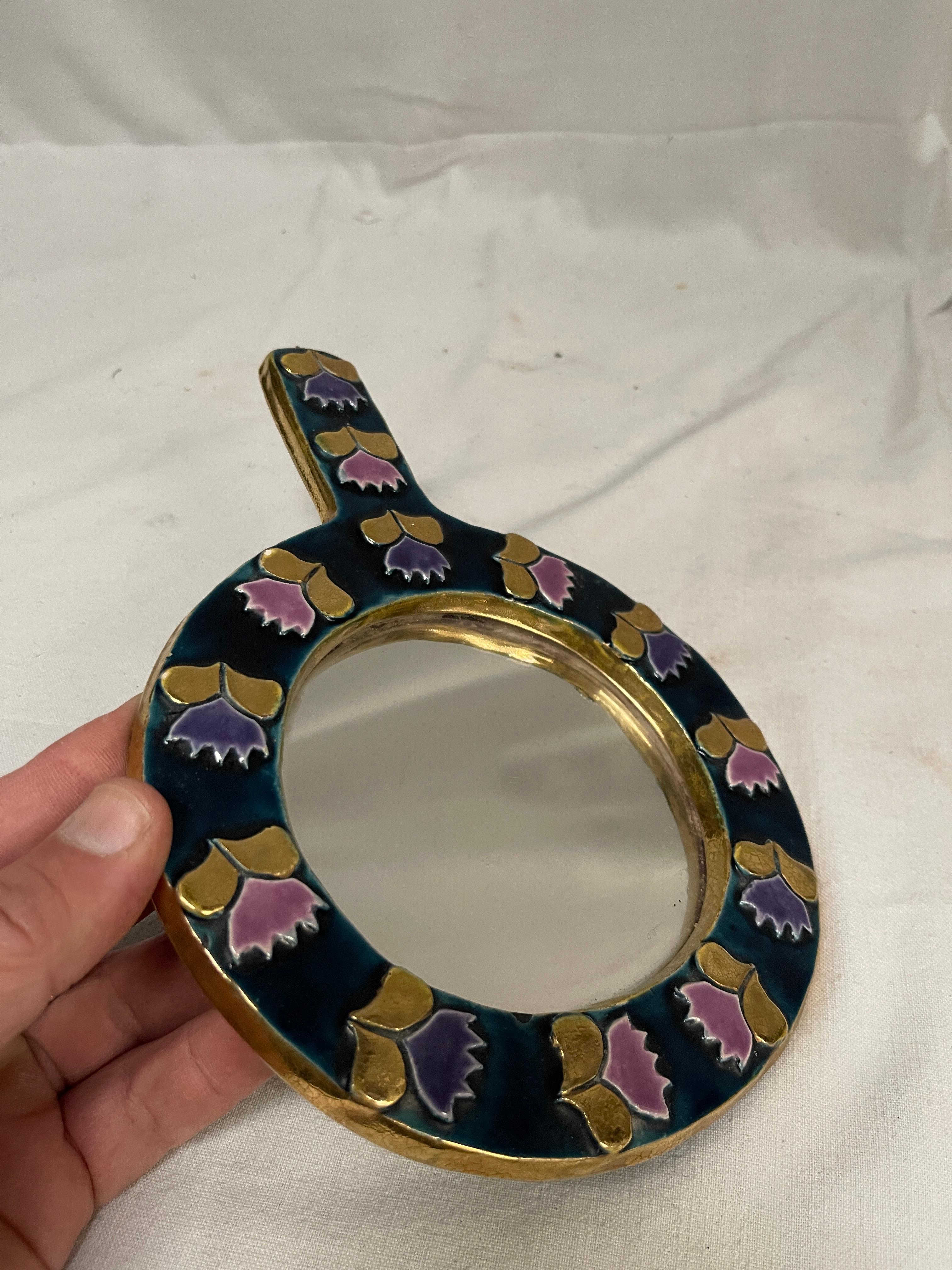 Miroir mural en céramique des années 1970 par Mithé Espelt Bon état - En vente à Bois-Colombes, FR