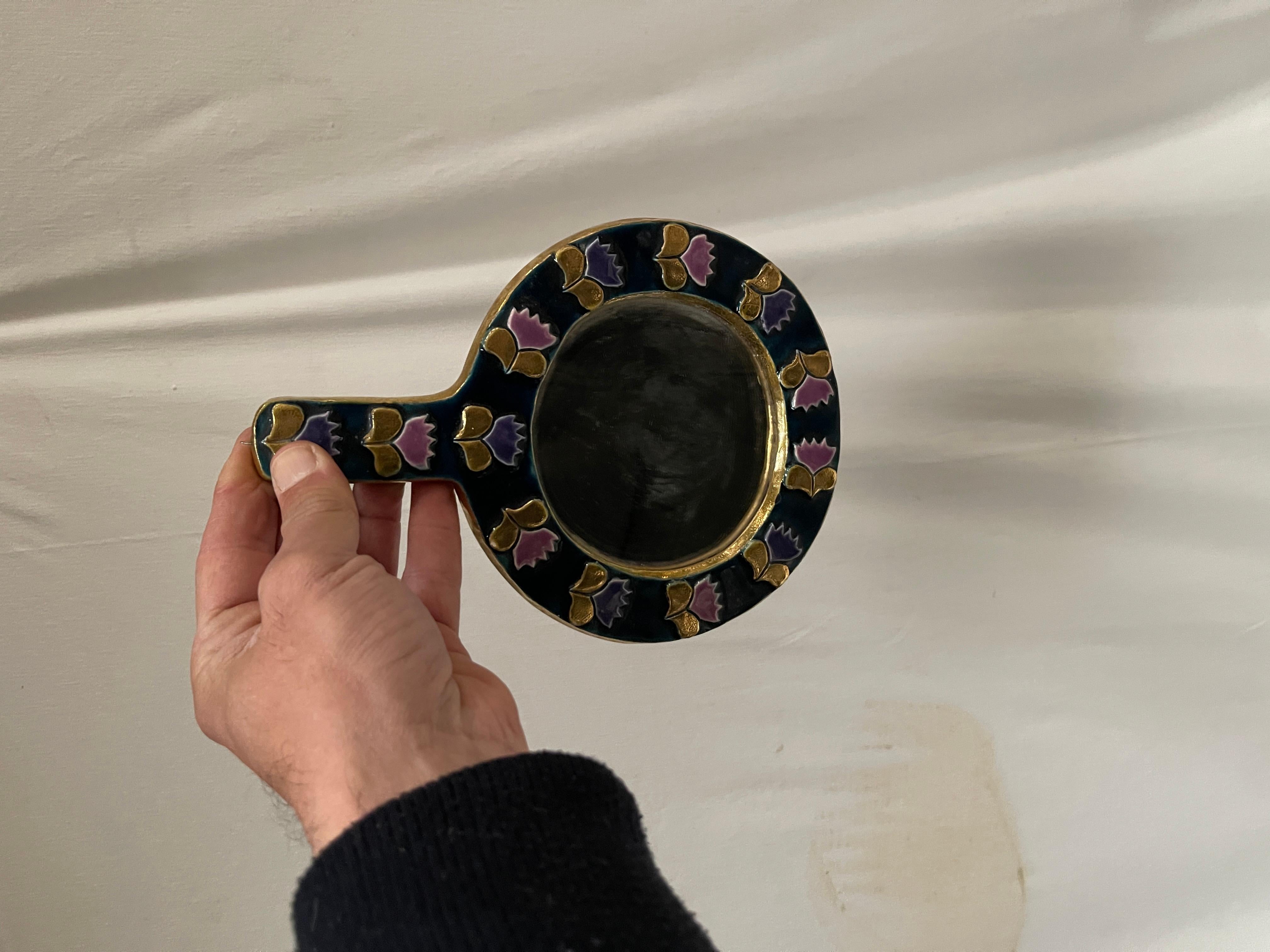 Fin du 20e siècle Miroir mural en céramique des années 1970 par Mithé Espelt en vente