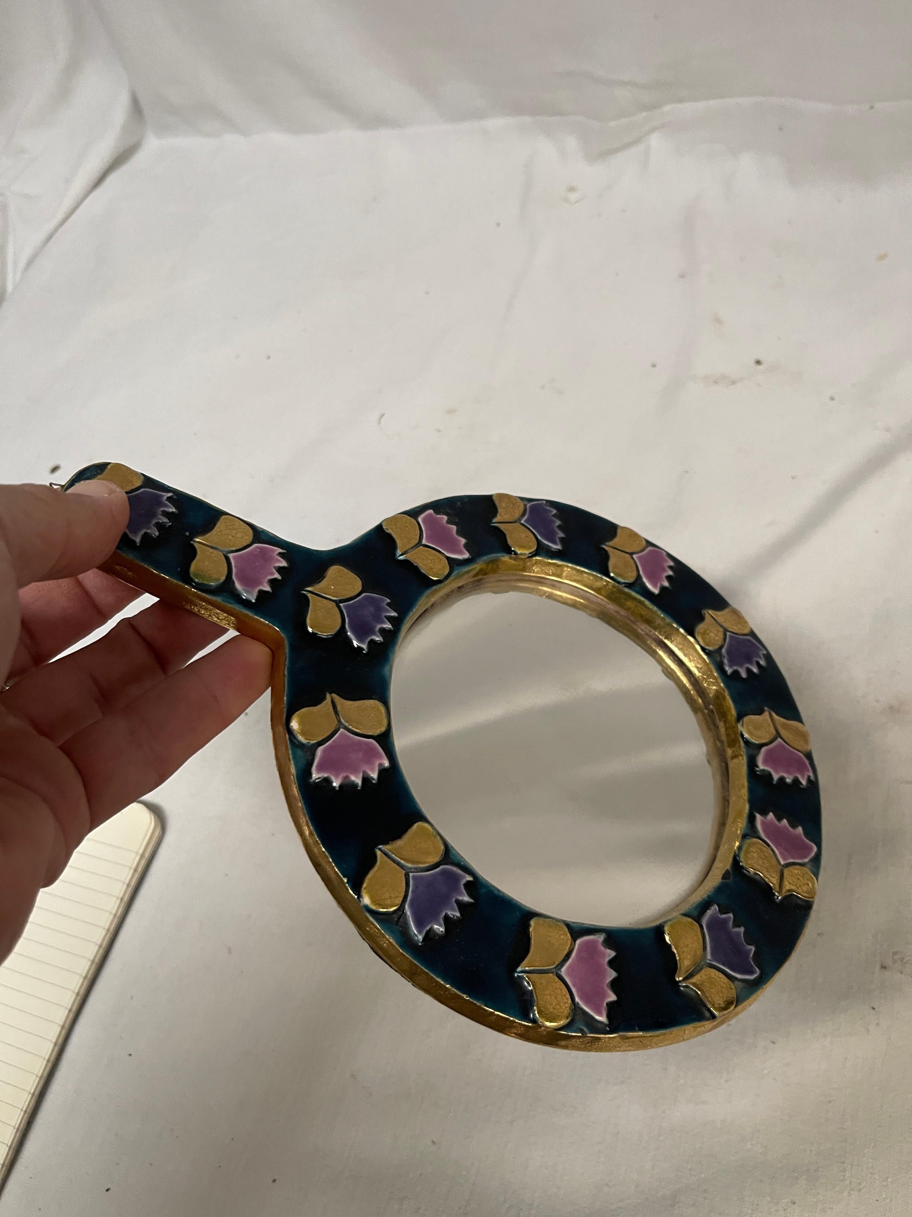 Céramique Miroir mural en céramique des années 1970 par Mithé Espelt en vente