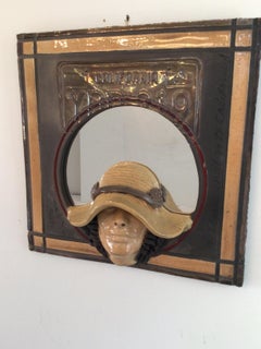 Specchio da parete in ceramica degli anni '70