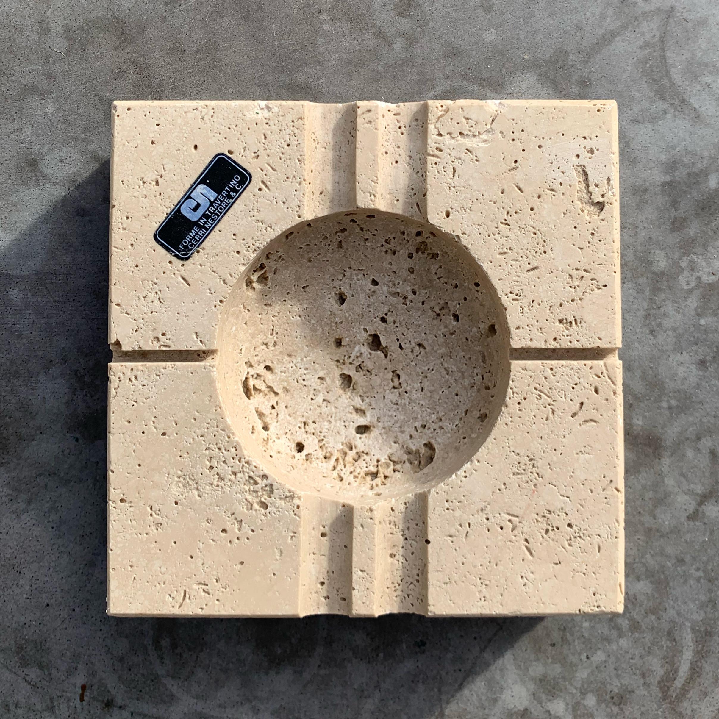 Cerri Nestore Travertine Ribbed Ashtray, circa 1970s 6