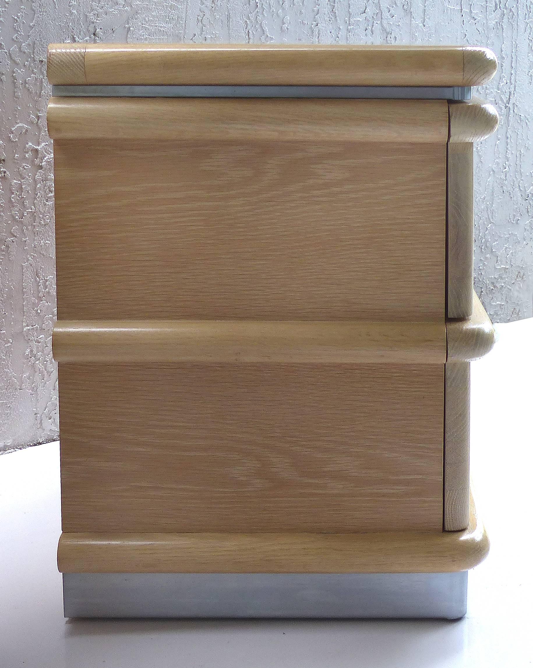 1970s Cerused and Brushed Steel Nightstands by Jay Spectre for Century Furniture In Good Condition In Miami, FL