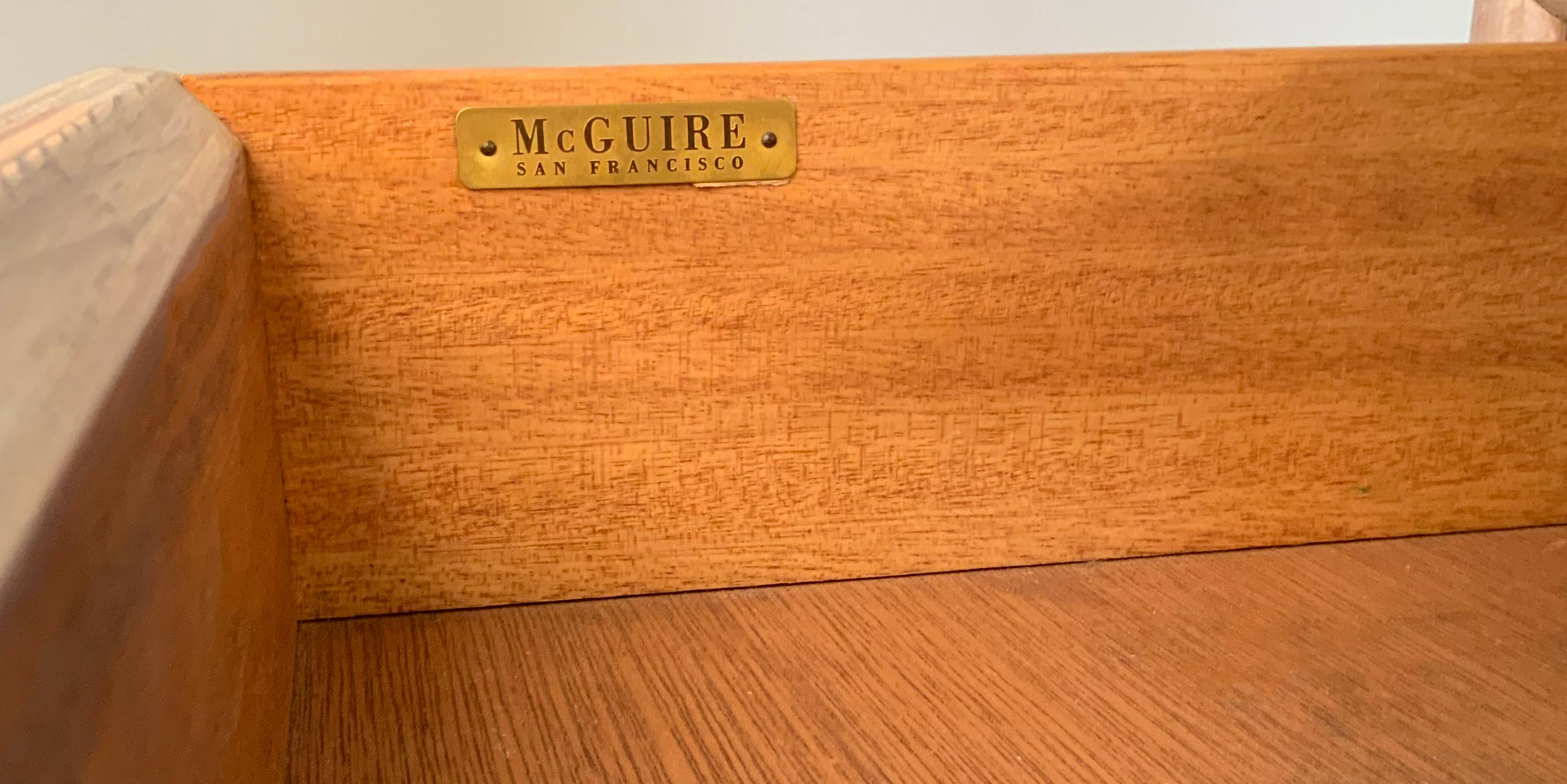 1970s Cerused Oak and Rattan Writing Desk by McGuire 2