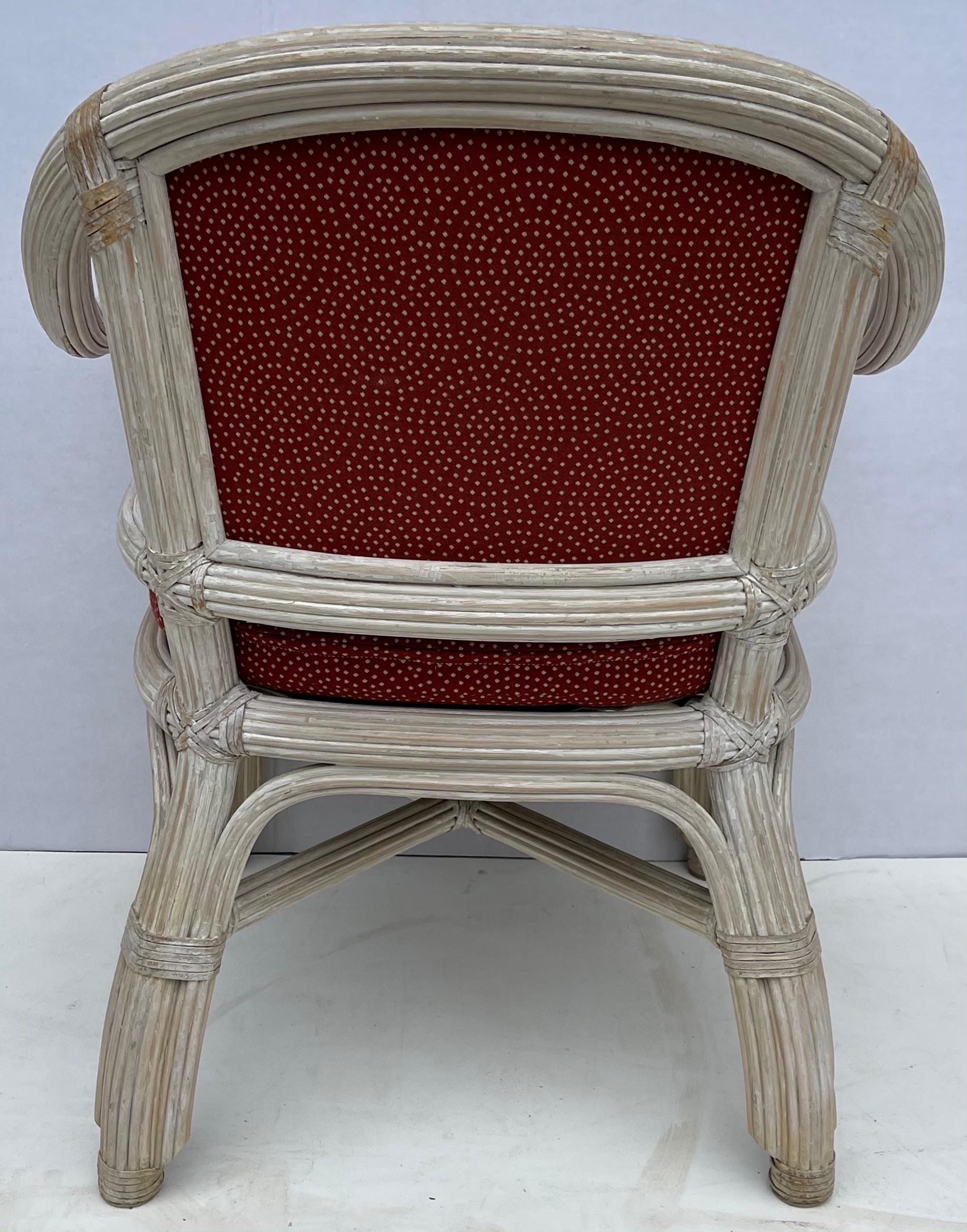 Upholstery 1970s Cerused Reeded Pencil Bamboo Chairs By Henry Link - S/4 For Sale