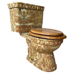 1970s Cesame Italy Porcelain Faux Marble Toilet Italian Modern Hollywood Regency
