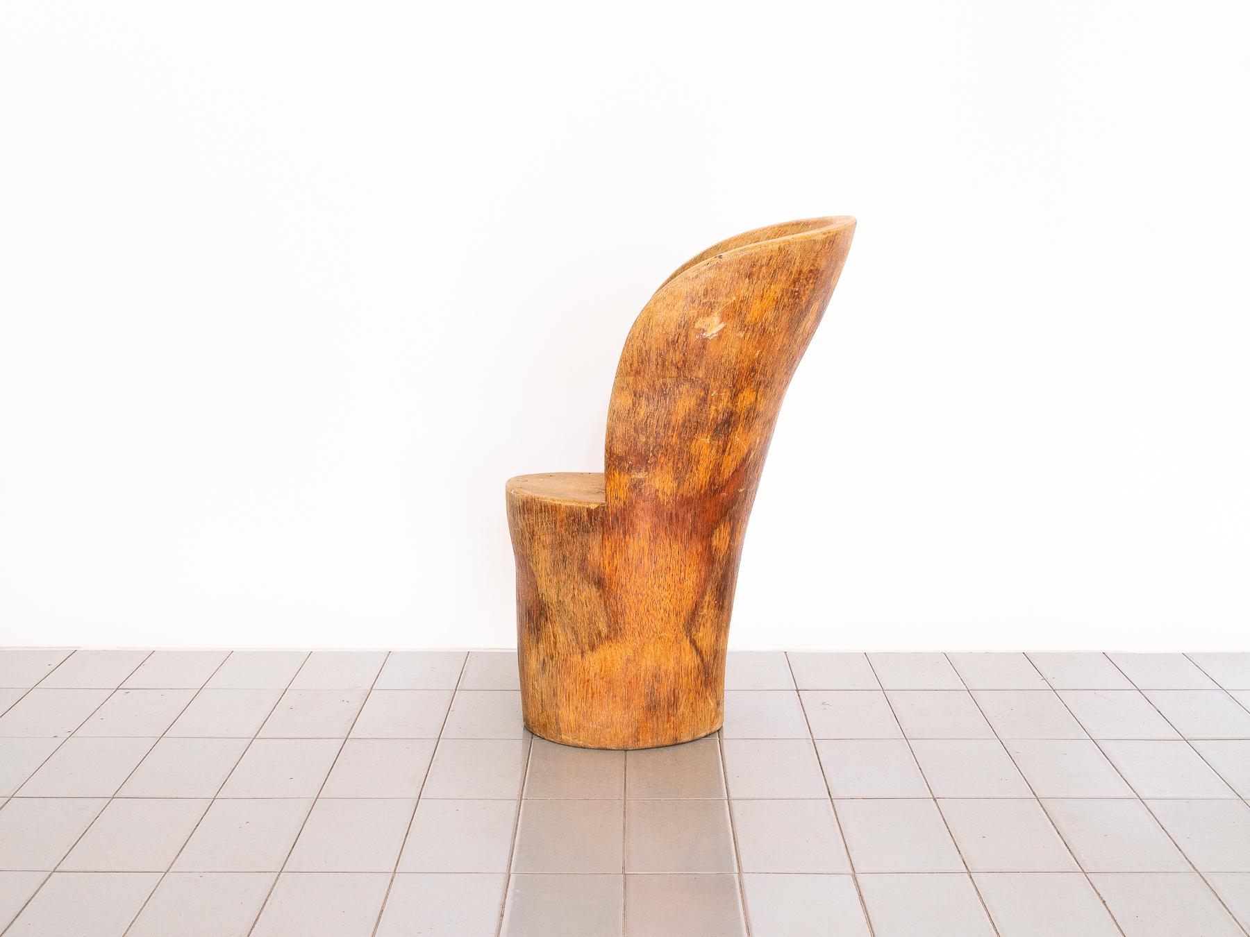 1970s Chair in Solid Palmwood Trunk, in the Manner of Zanine Caldas, Brazil In Good Condition In Sao Paulo, SP