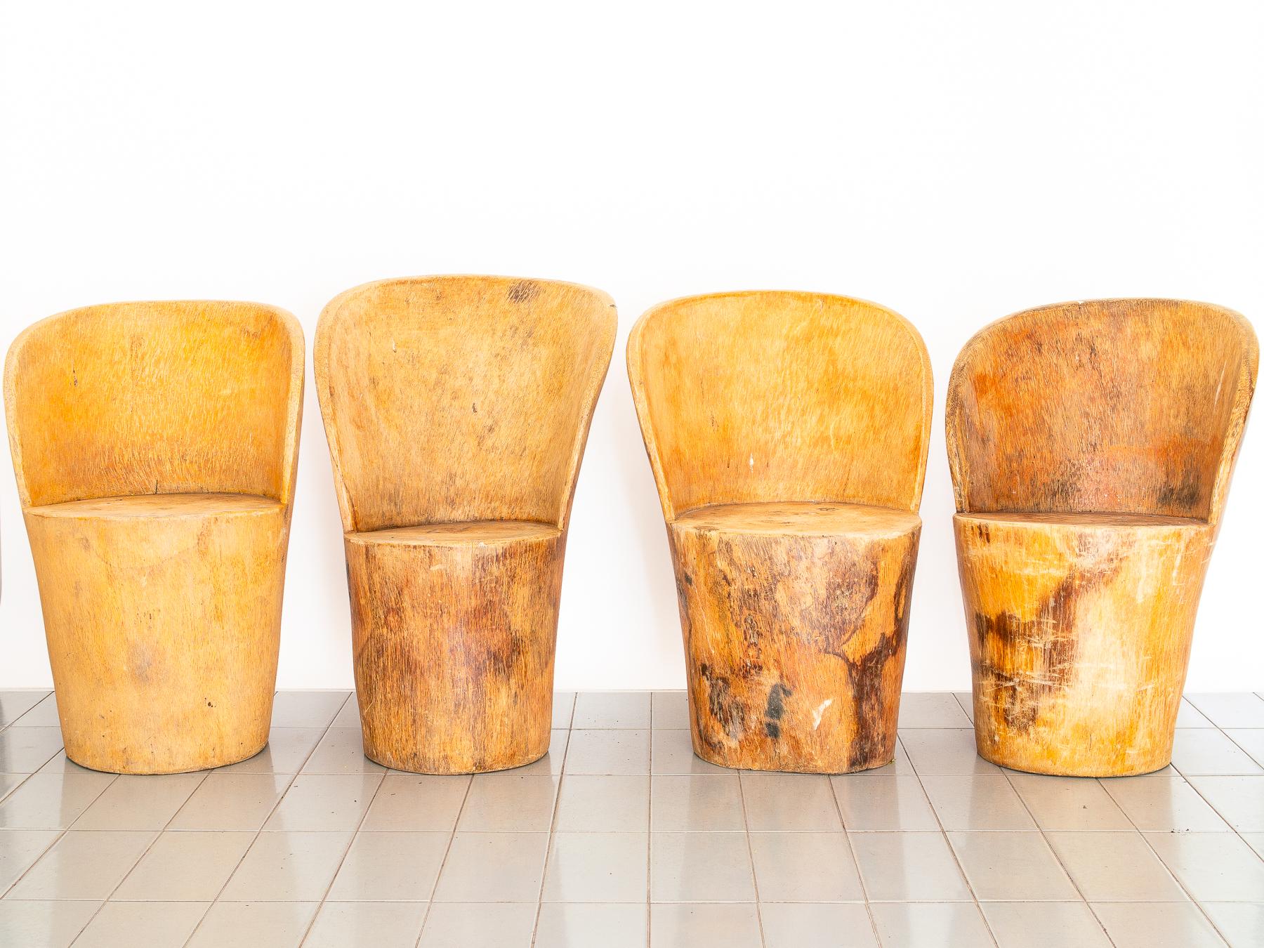 20th Century 1970s Chair in Solid Palmwood Trunk, in the Manner of Zanine Caldas, Brazil