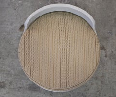 1970s chamber pouf stool with wheels