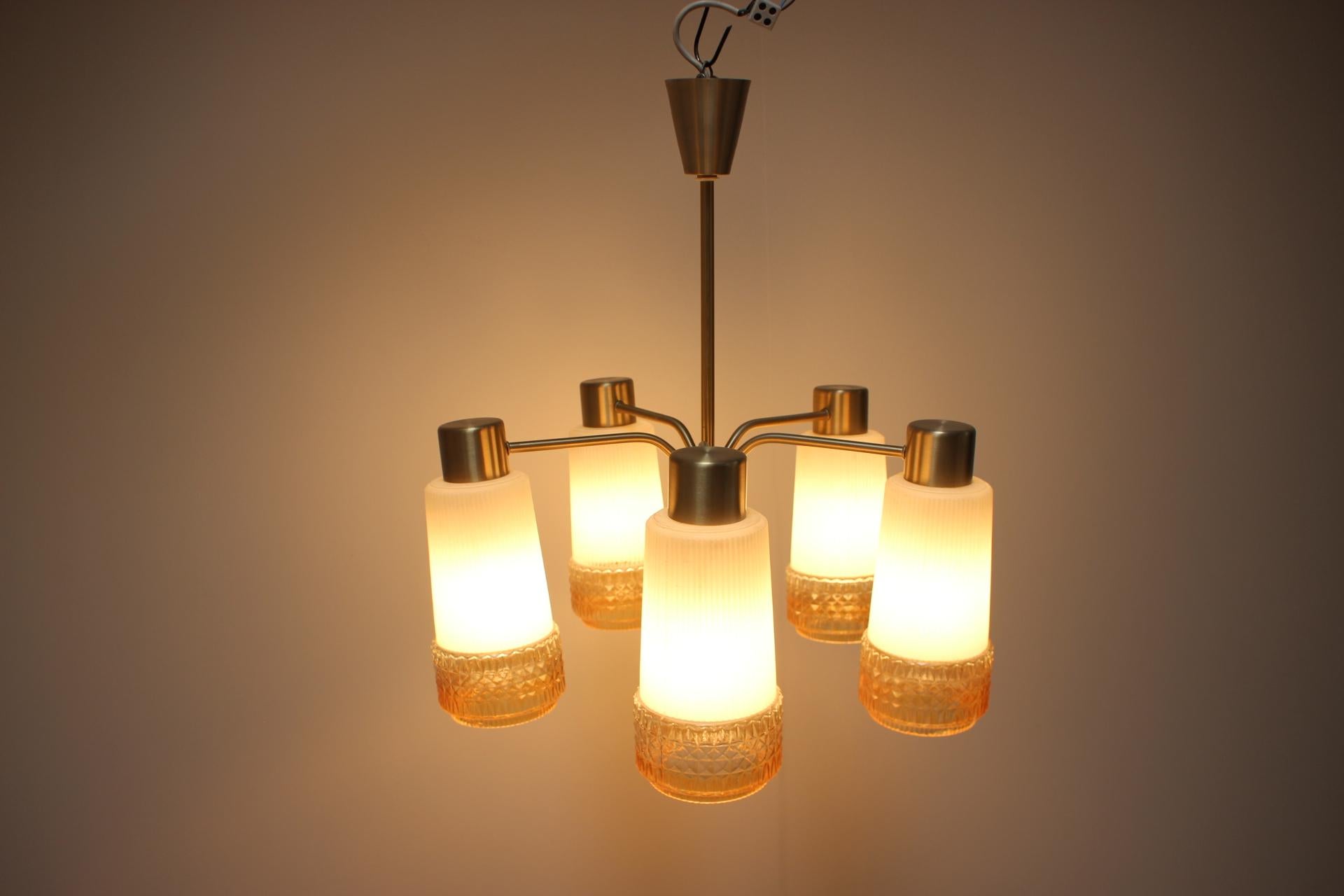 Metal 1970's Chandelier by VEB AKA Electric, Germany For Sale