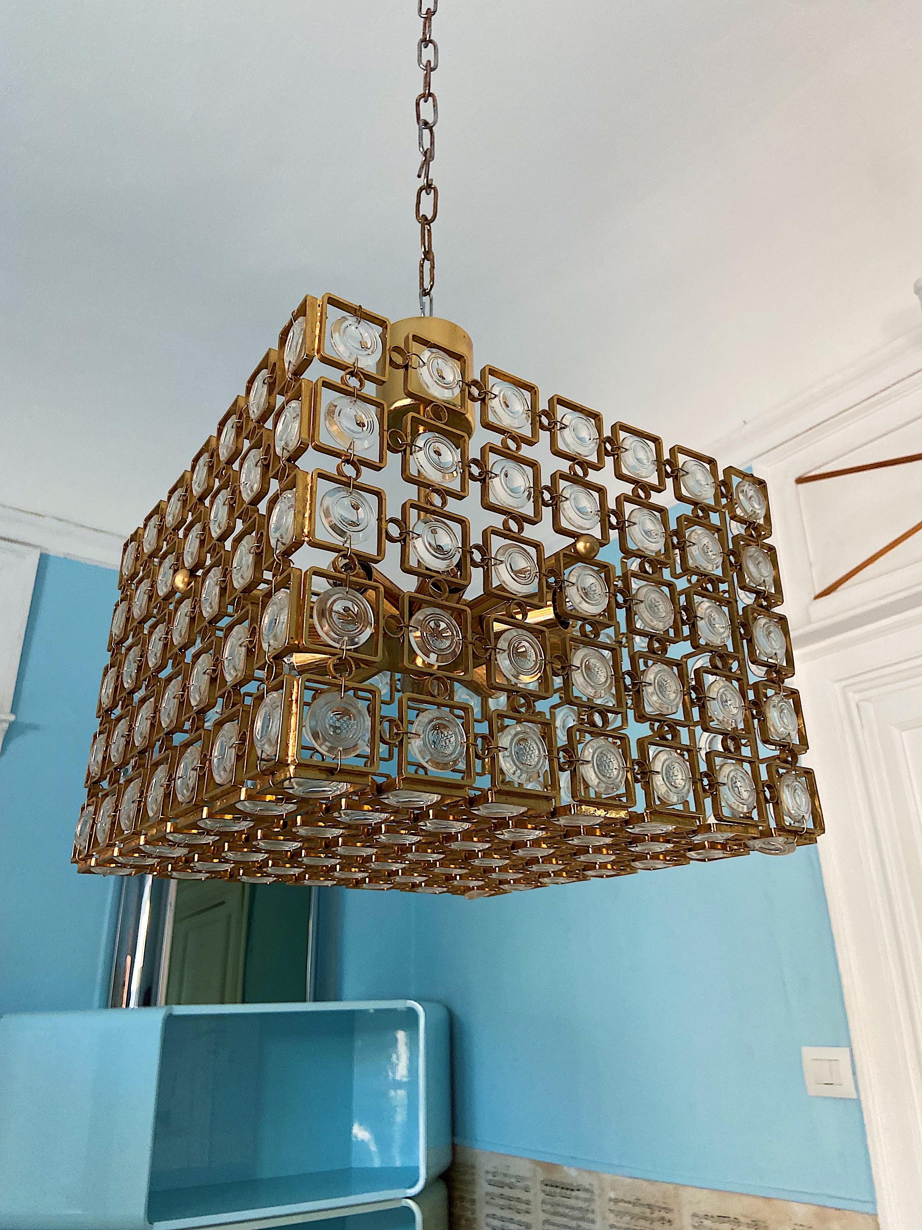 20ième siècle Lustre des années 1970 conçu par Gaetano Sciolari, Italie