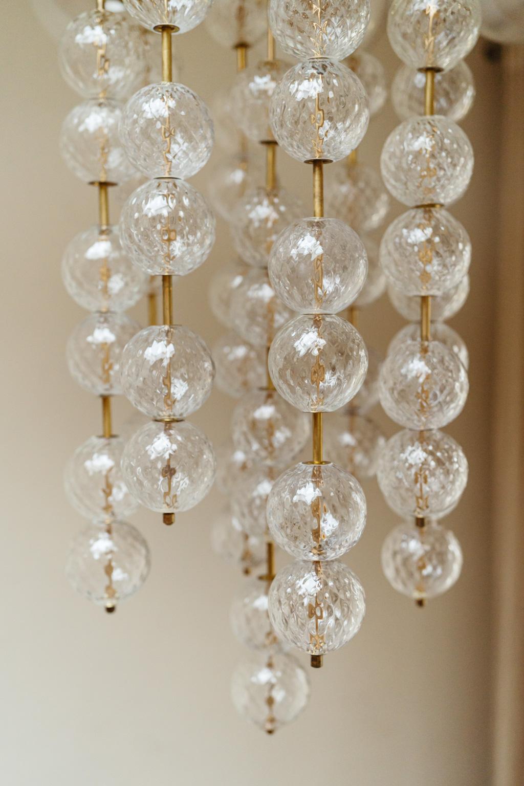 Glass 1970's chandelier  For Sale