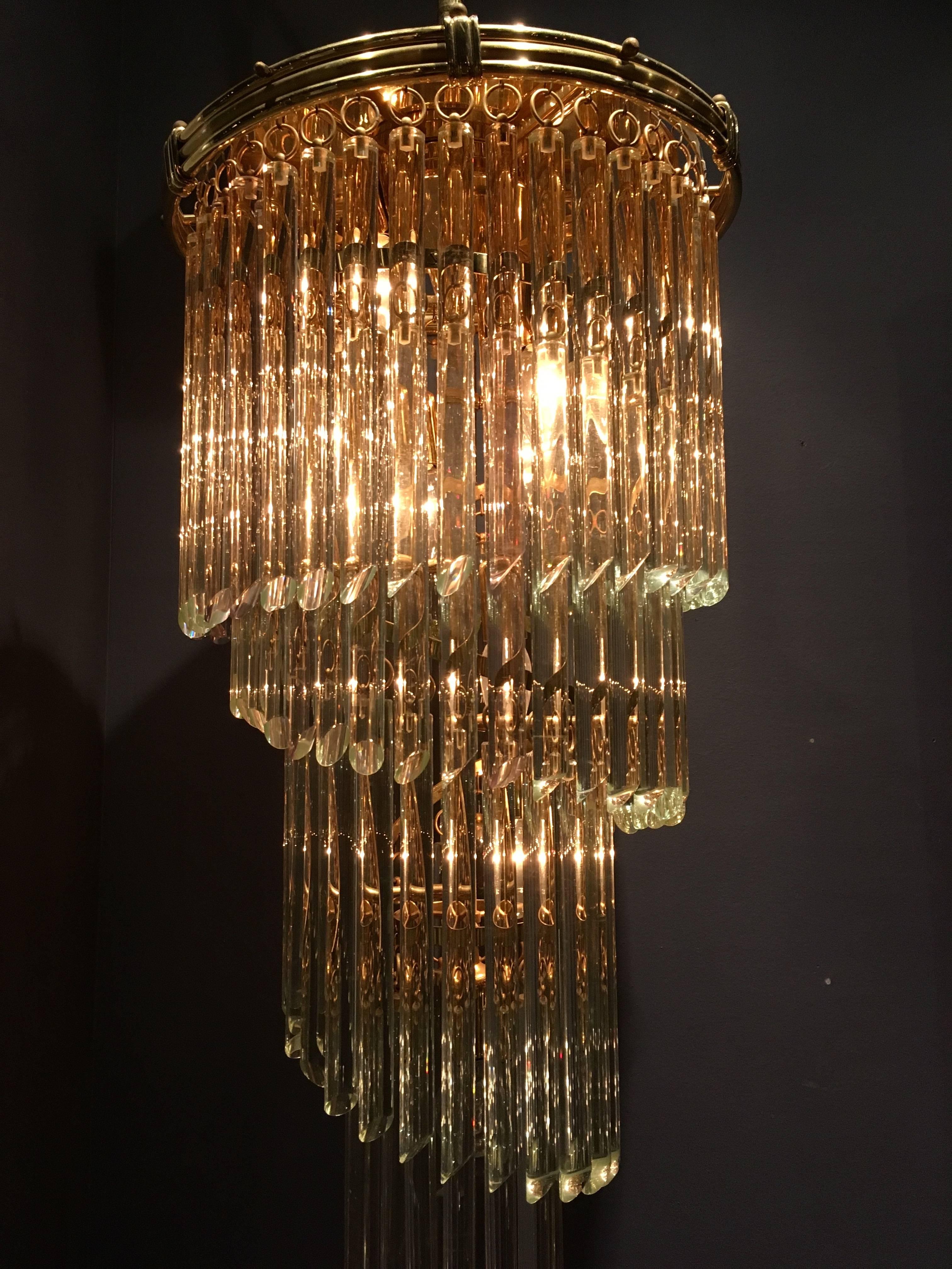 Brass 1970s Chandelier in the Style of Venini