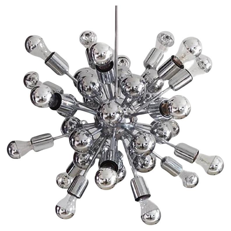 1970s Chandelier Sputnik by Goffredo Reggiani in Chrome, Made in Italy