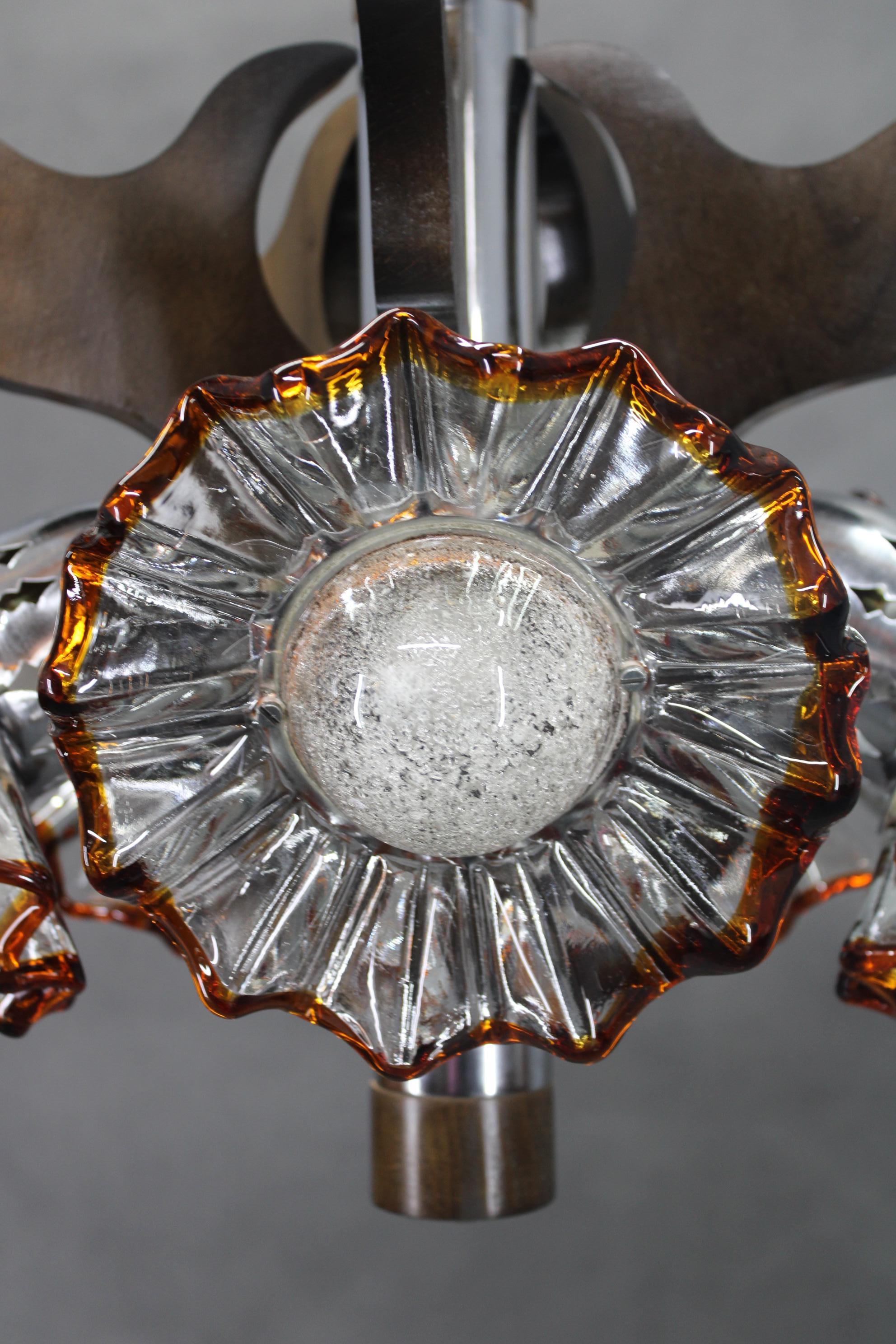1970er Kronleuchter mit Murano-Glasschirmen, Italien (Muranoglas) im Angebot